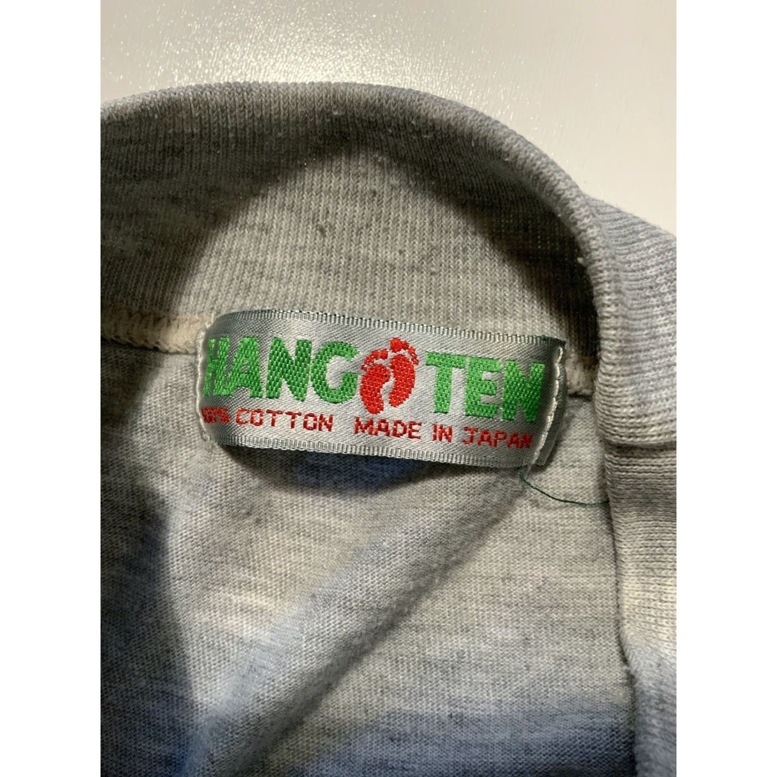 Hang Ten VINTAGE Hang Ten T-Shirt Gray Footprint Mock Neck L/S 80s Made In Japan S Mens Girls? Size US S / EU 44-46 / 1 - 7 Thumbnail