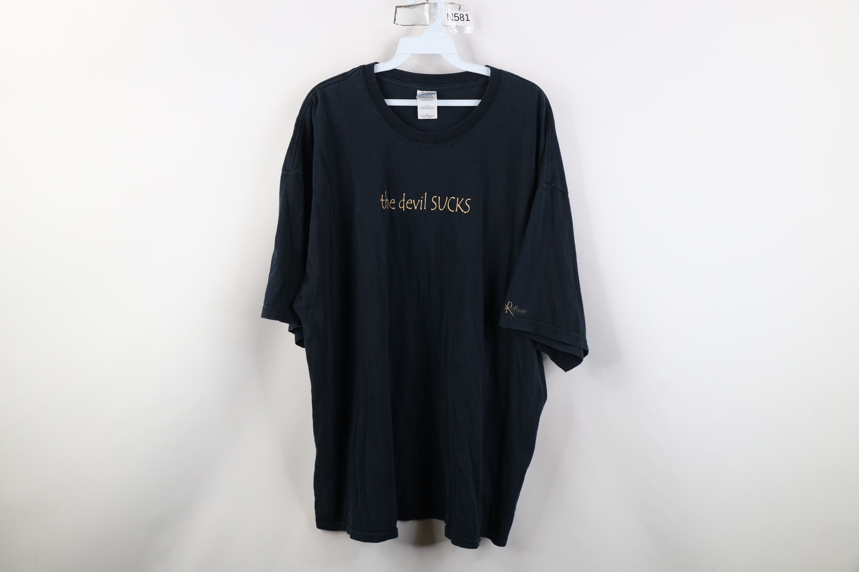 Vintage Vintage Y2K Jesus Christian The Devil Short Sleeve T-Shirt Size US XXL / EU 58 / 5 - 1 Thumbnail