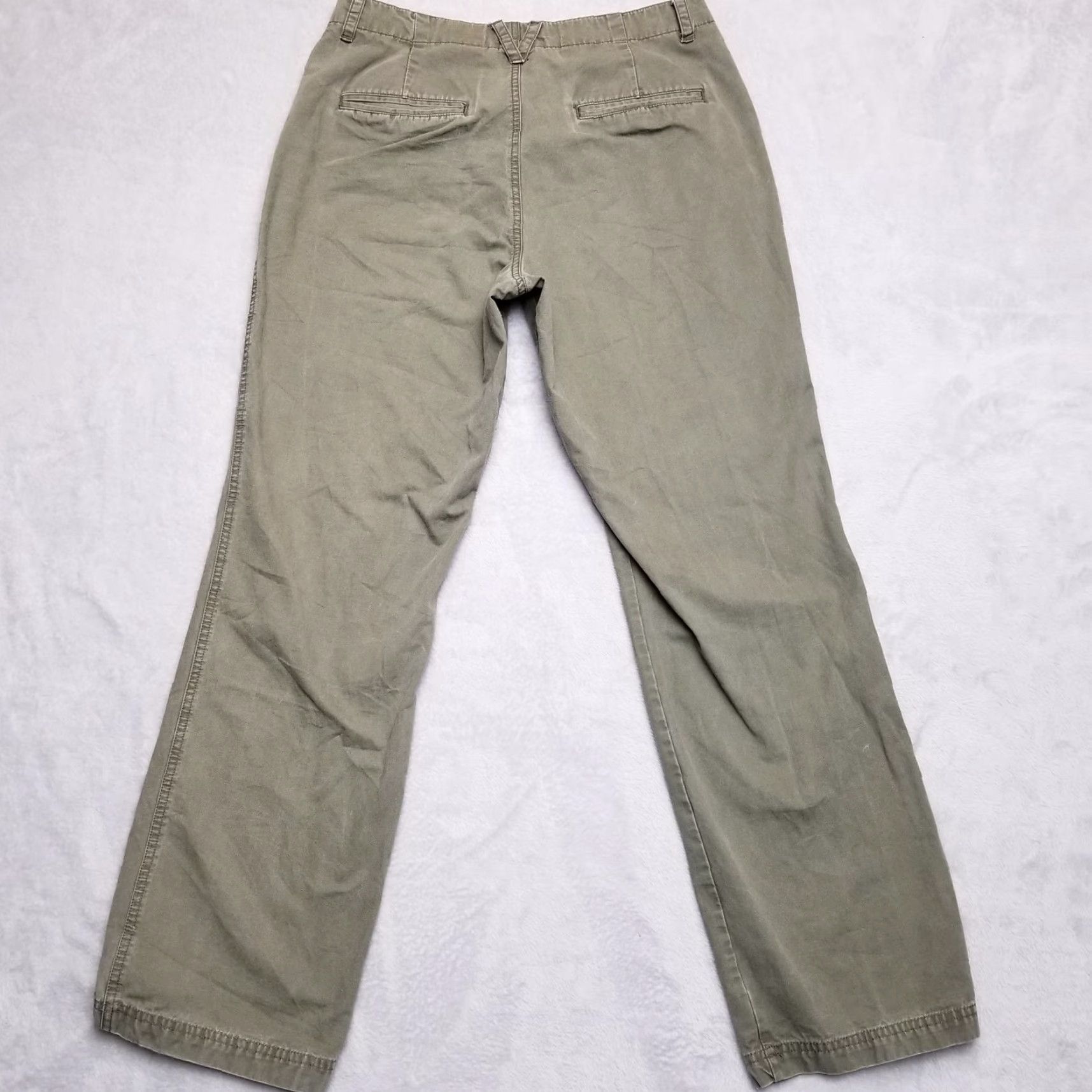 Olive Columbia Pants Womens 10 32x30 Olive Green Twill Flat Front 100% Cotton Hiking Casual Outdoor Size 32" / US 10 / IT 46 - 6 Thumbnail