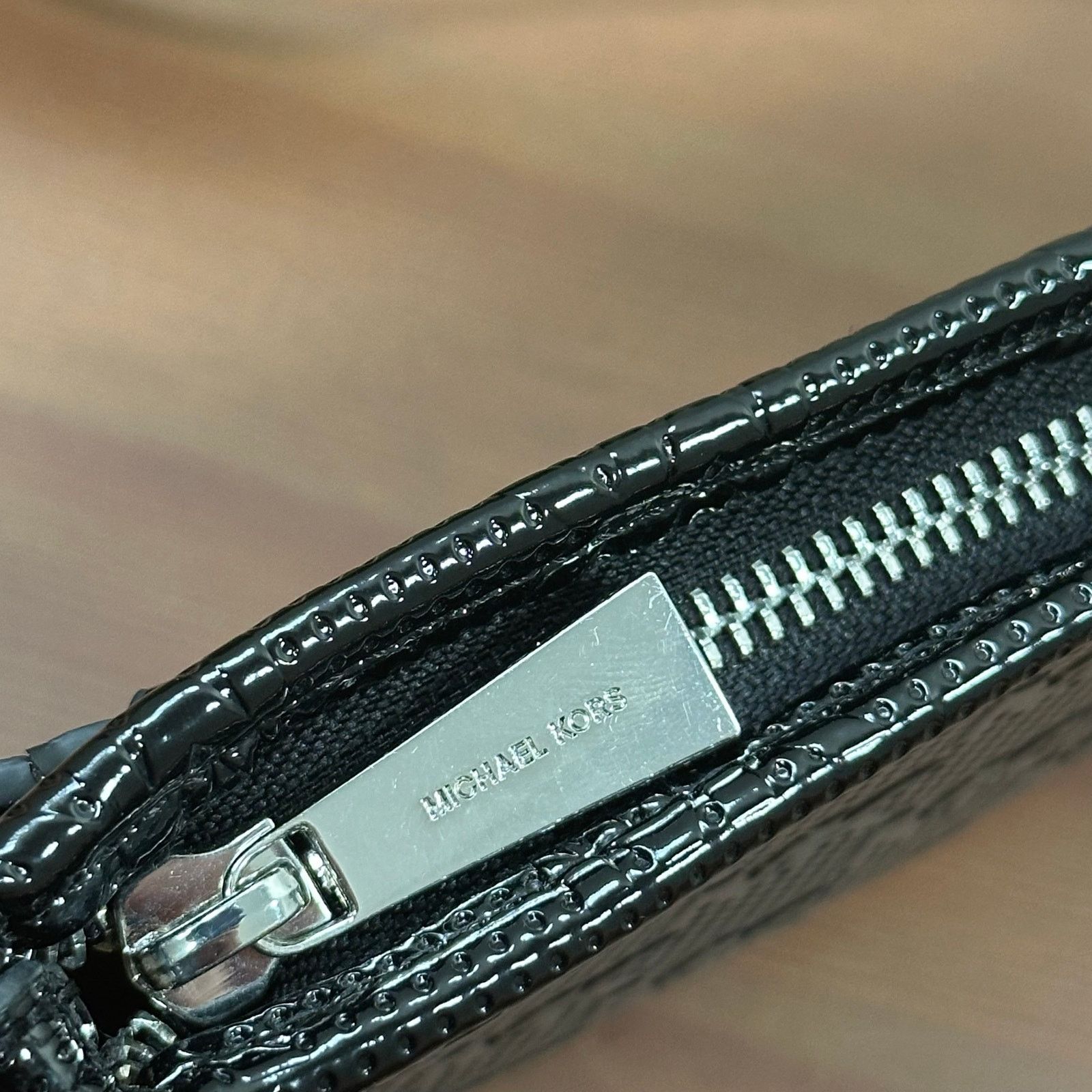 Michael Kors Michael Kors Black Patent Monogram Embossed Belted Bag Size ONE SIZE - 7 Thumbnail