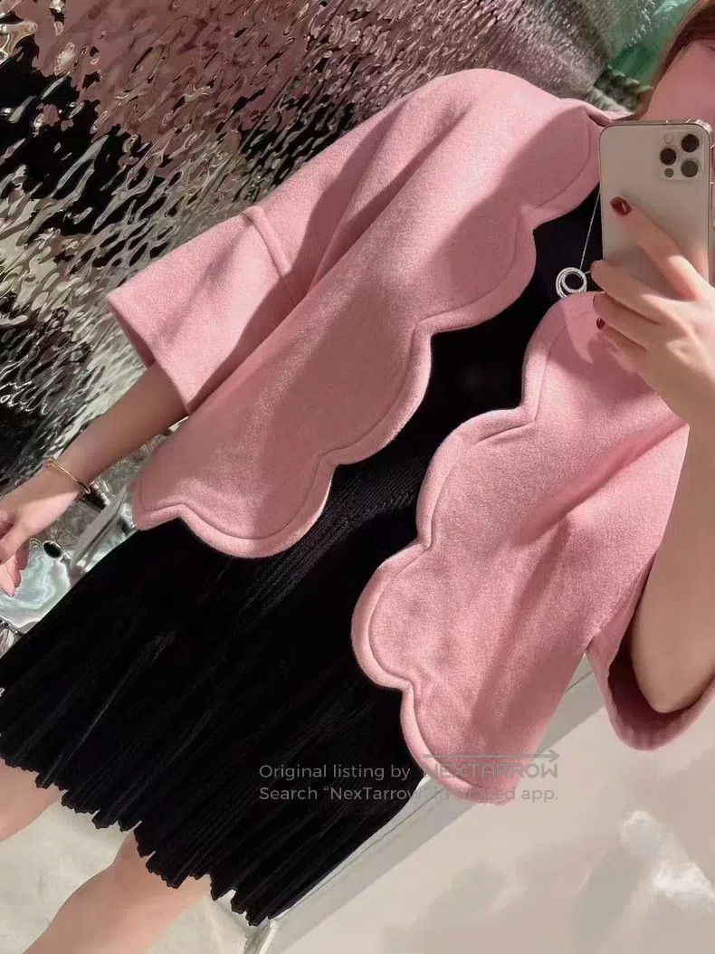 Valentino Pink wavy wool coat