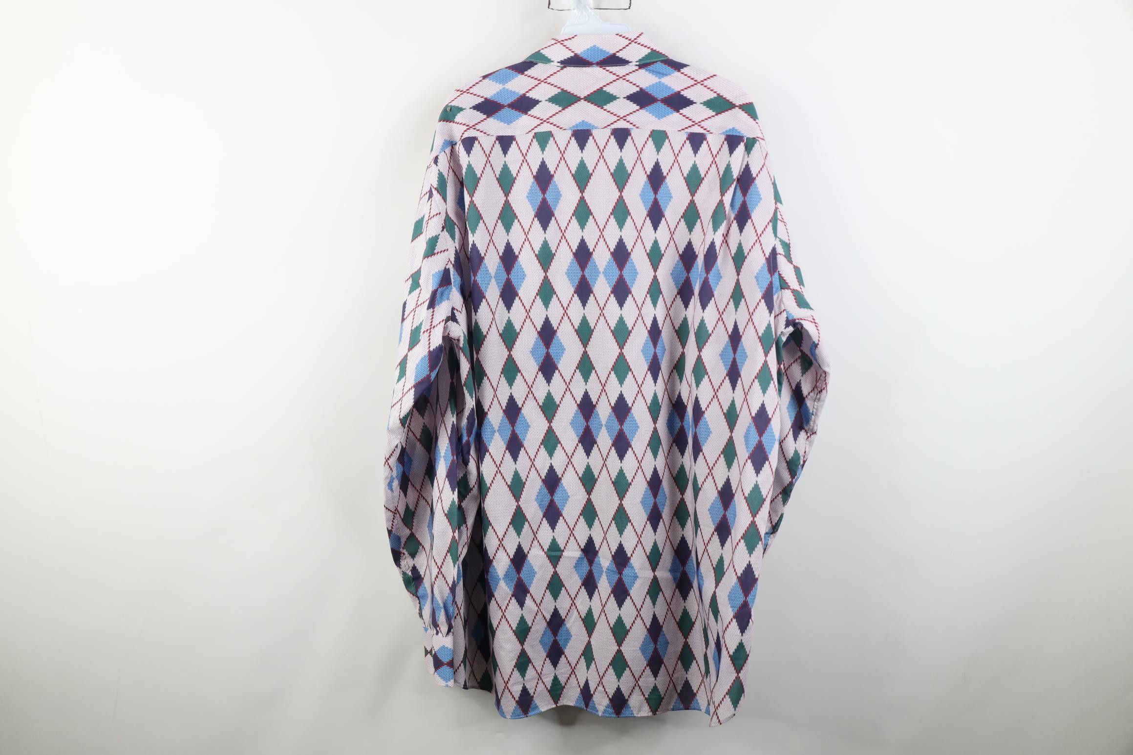 Paul Fredrick Paul Fredrick Long Staple Cotton Argyle Diamond Button Shirt Size US XL / EU 56 / 4 - 9 Thumbnail