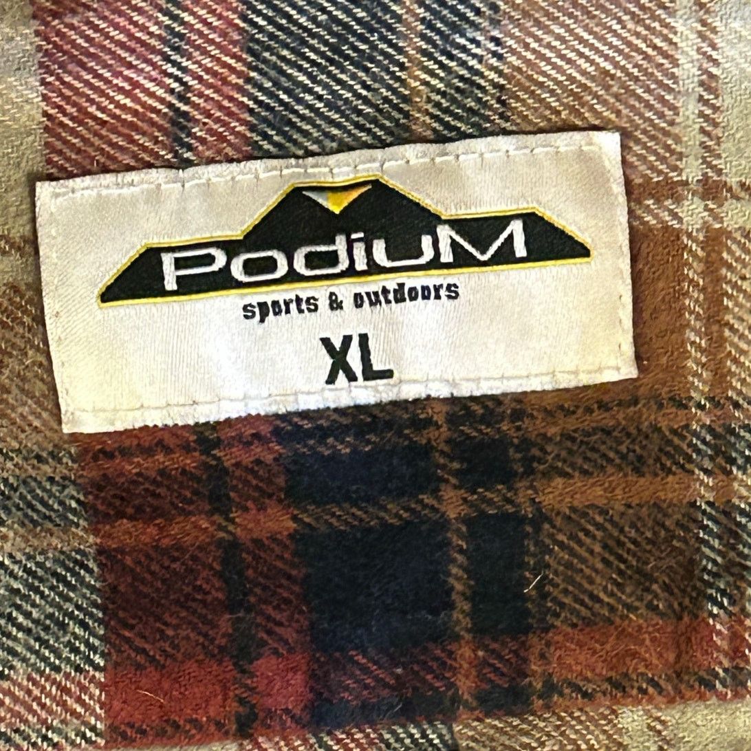 Other Vintage Podium Sports Brown Red Navy Flannel Shirt Men’s XL Size US XL / EU 56 / 4 - 2 Thumbnail