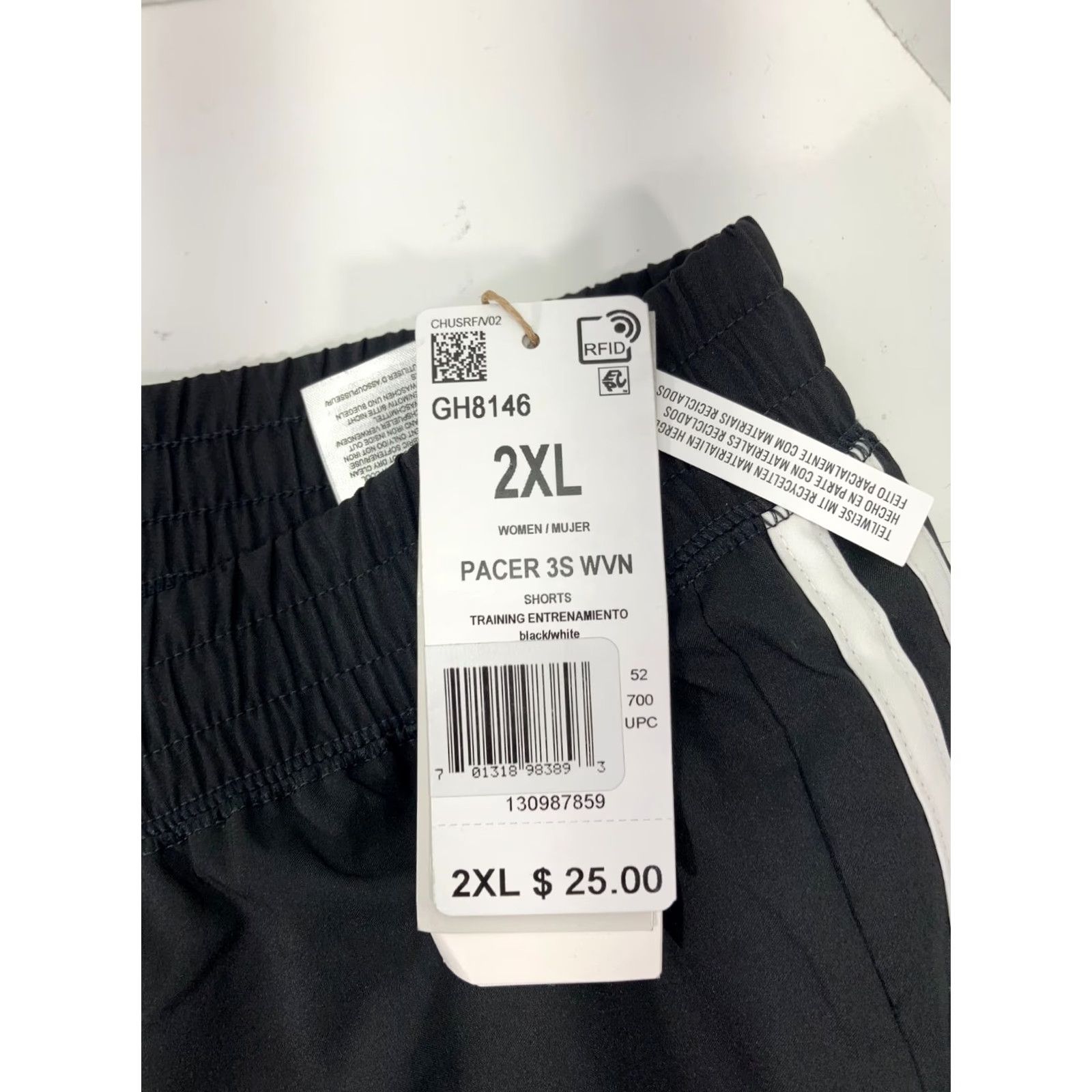 Adidas Adidas Pacer 3 Stripe Woven Shorts Womens 2XL Black Sport Gym Training NWT Size 28" / US 6 / IT 42 - 7 Thumbnail