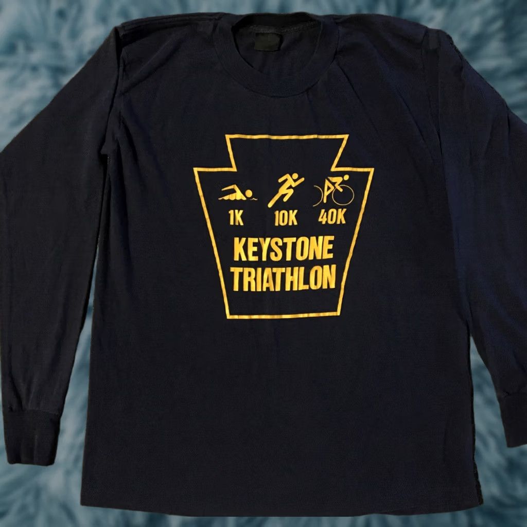 Vintage VINTAGE Touch Of Gold 80s Keystone Triathlon Shirt Mens M Blue USA Grunge 90s College Sports Rock Punk Track & Field Size US M / EU 48-50 / 2 - 1 Thumbnail