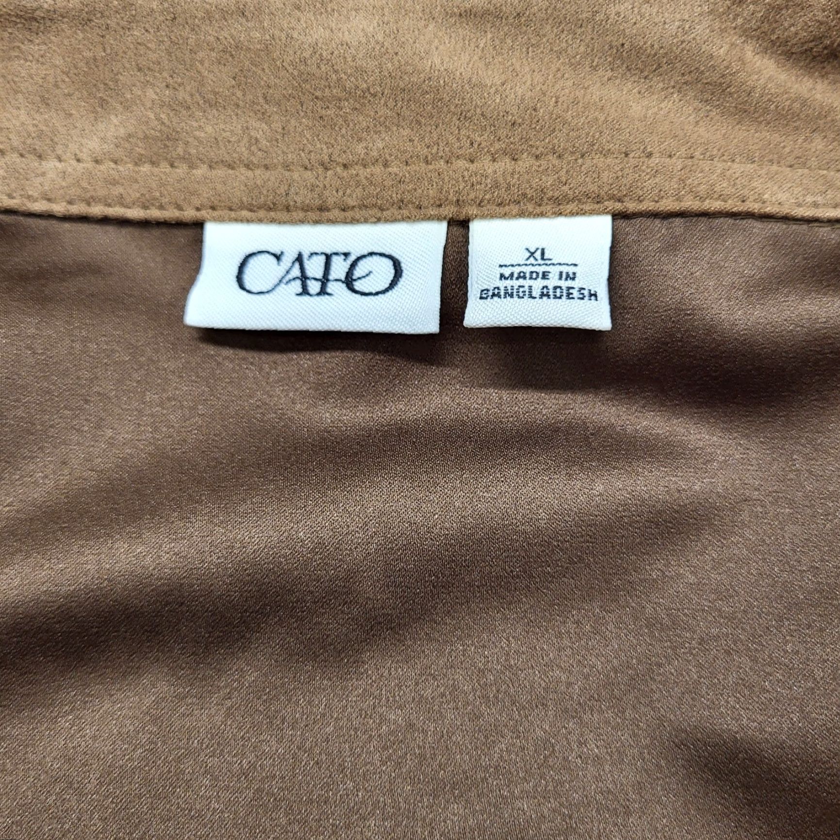Vintage Cato Jacket Women's XL Brown Long Sleeve Zipper Collared Lightweight Polyester Size XL / US 12-14 / IT 48-50 - 2 Thumbnail