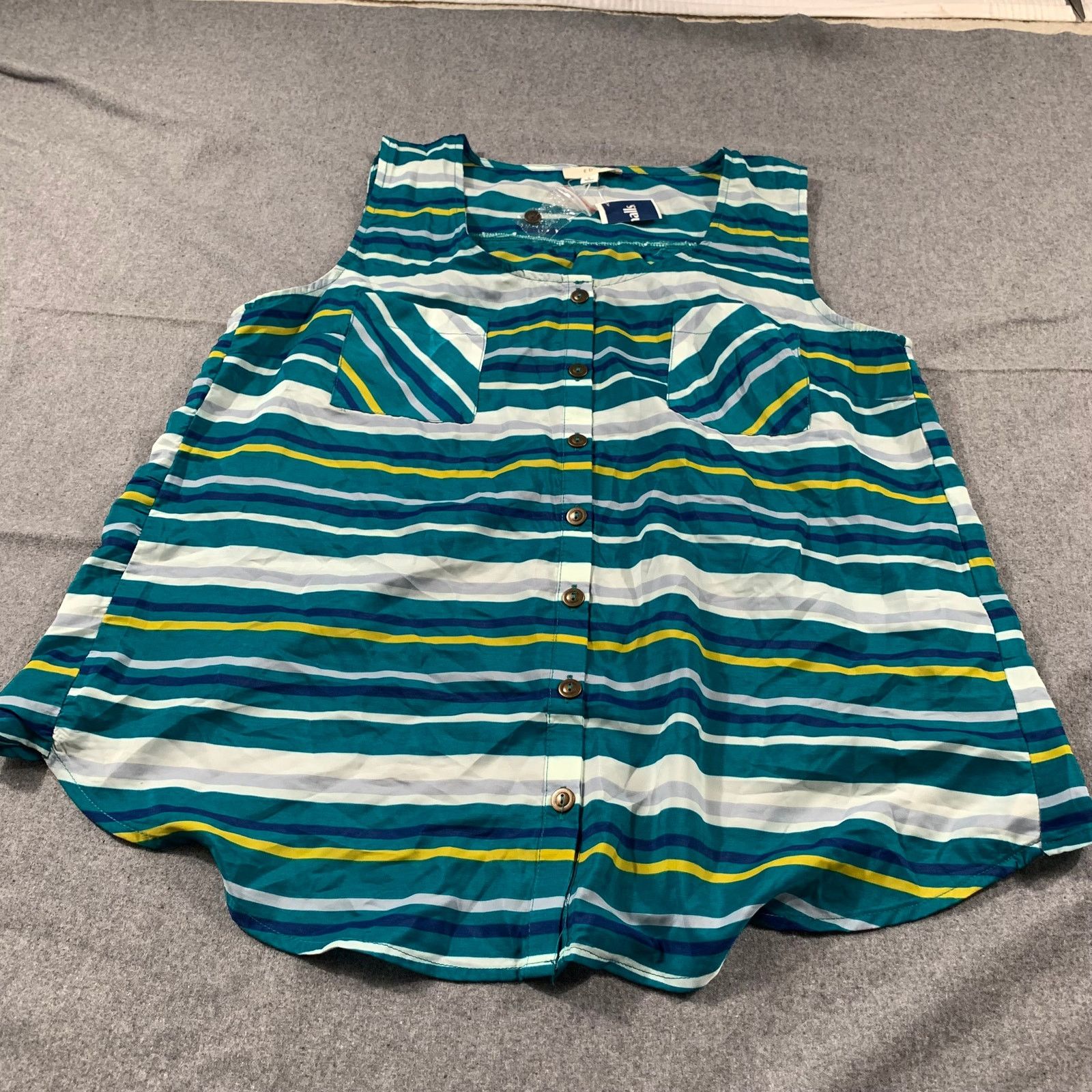 Other EDGE Top Womens Large Blue Stripe Sleeveless Summer Shirt Size L / US 10 / IT 46 - 1 Thumbnail