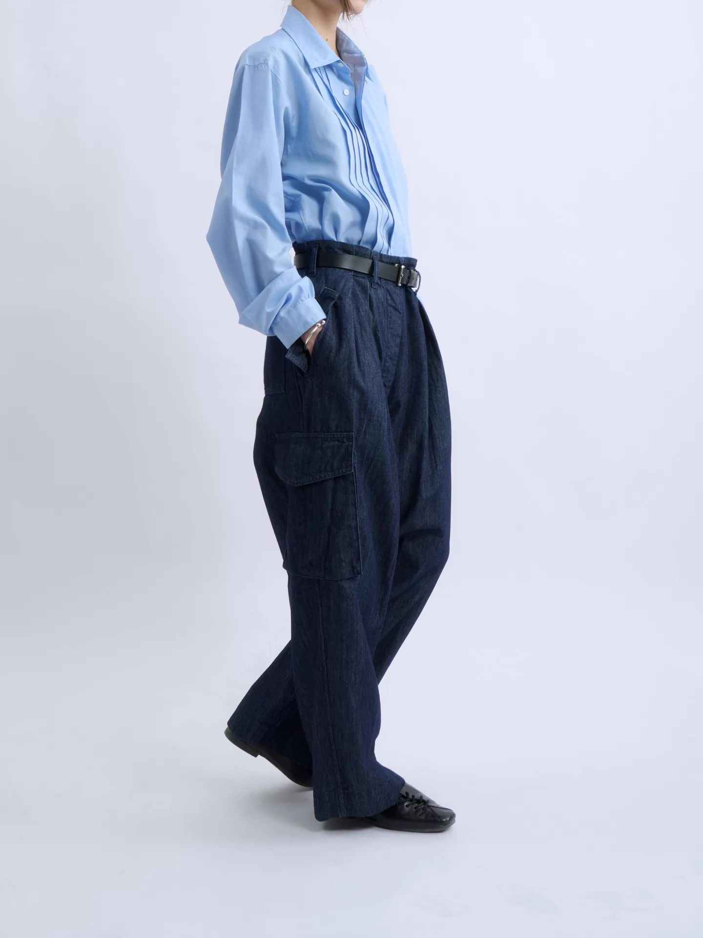 Dries Van Noten Dries Van Noten High-Waisted Wide-Leg Denim Work Pants Size 25" / US 0 / IT 36 - 5 Thumbnail