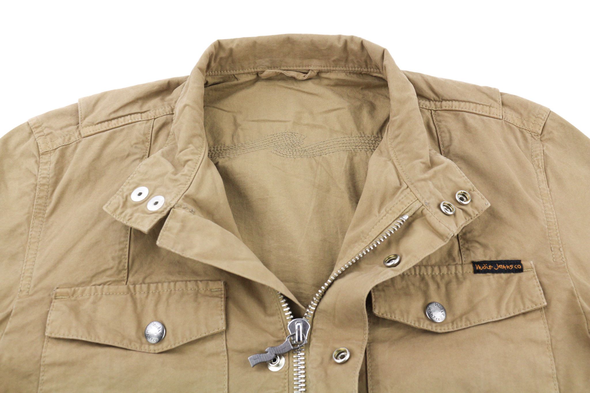 Nudie Jeans MICK S Brown Patch Zipper Unlined Logo Jacket 80736 Size US S / EU 44-46 / 1 - 5 Thumbnail