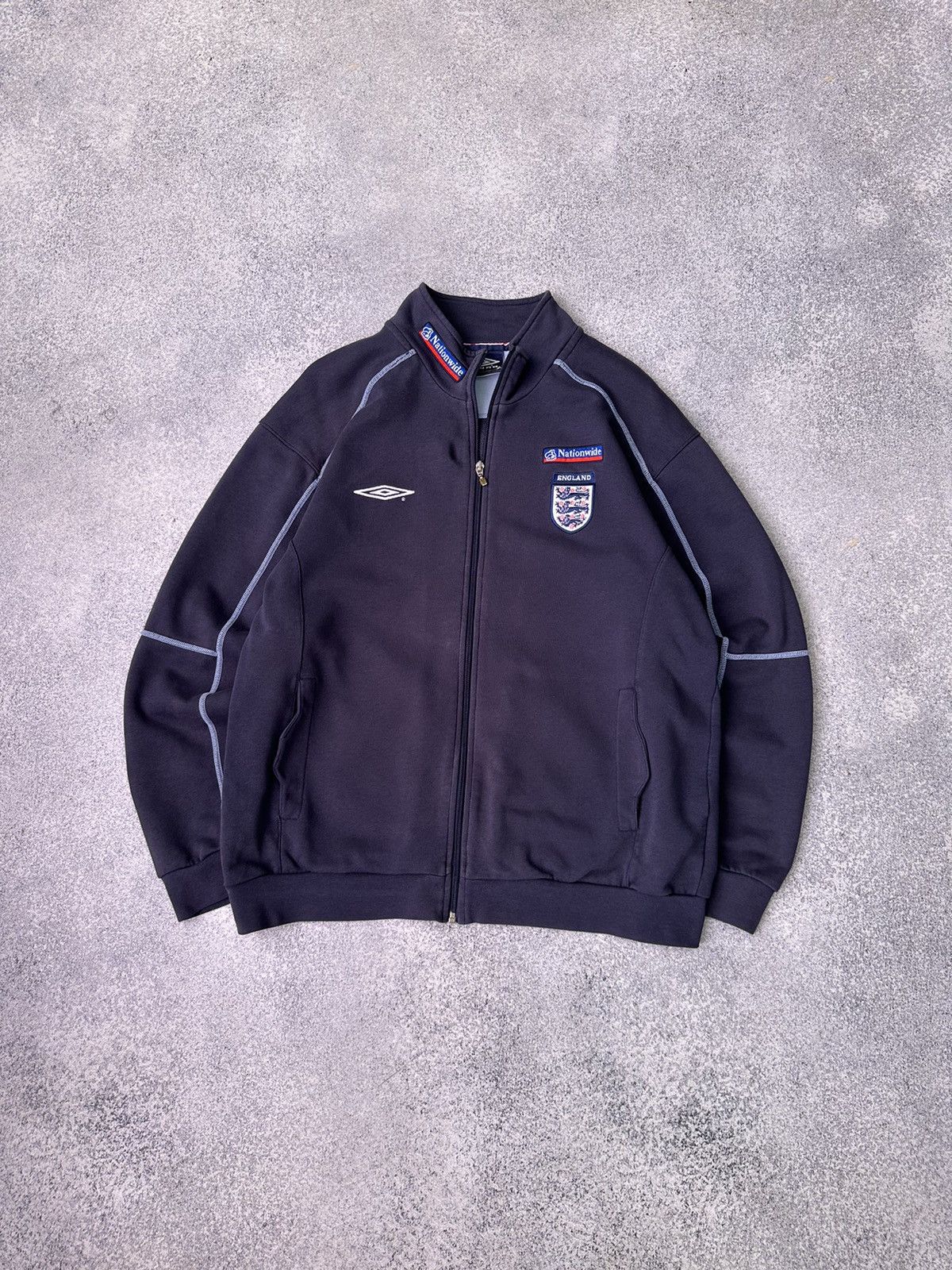 image of Umbro England Cotton Football Track Jacket 00S in Navy, Men's (Size Large)