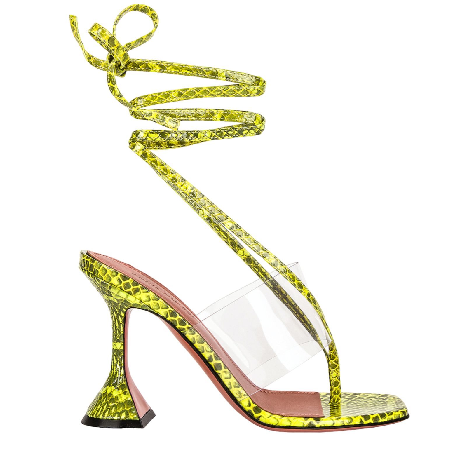 Amina Muaddi Zula Ayer Snake Print Thong Lace Up Tie Sandal Heel Pump 37 Size US 7 / IT 37 - 1 Thumbnail