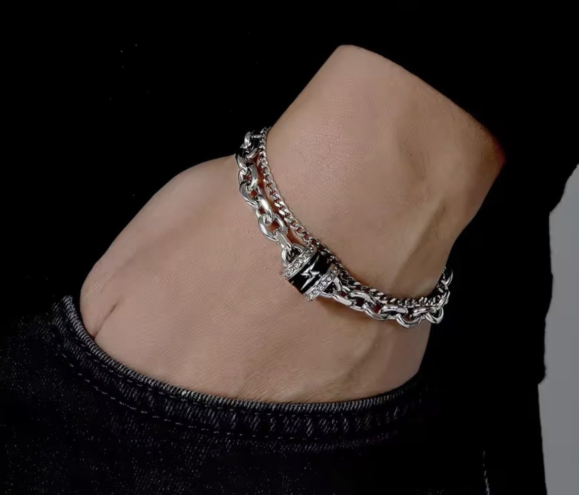 Jewelry Double-Layer Chain Bracelet - Stainless Steel & Zircon ⛓️ Size ONE SIZE - 4 Thumbnail