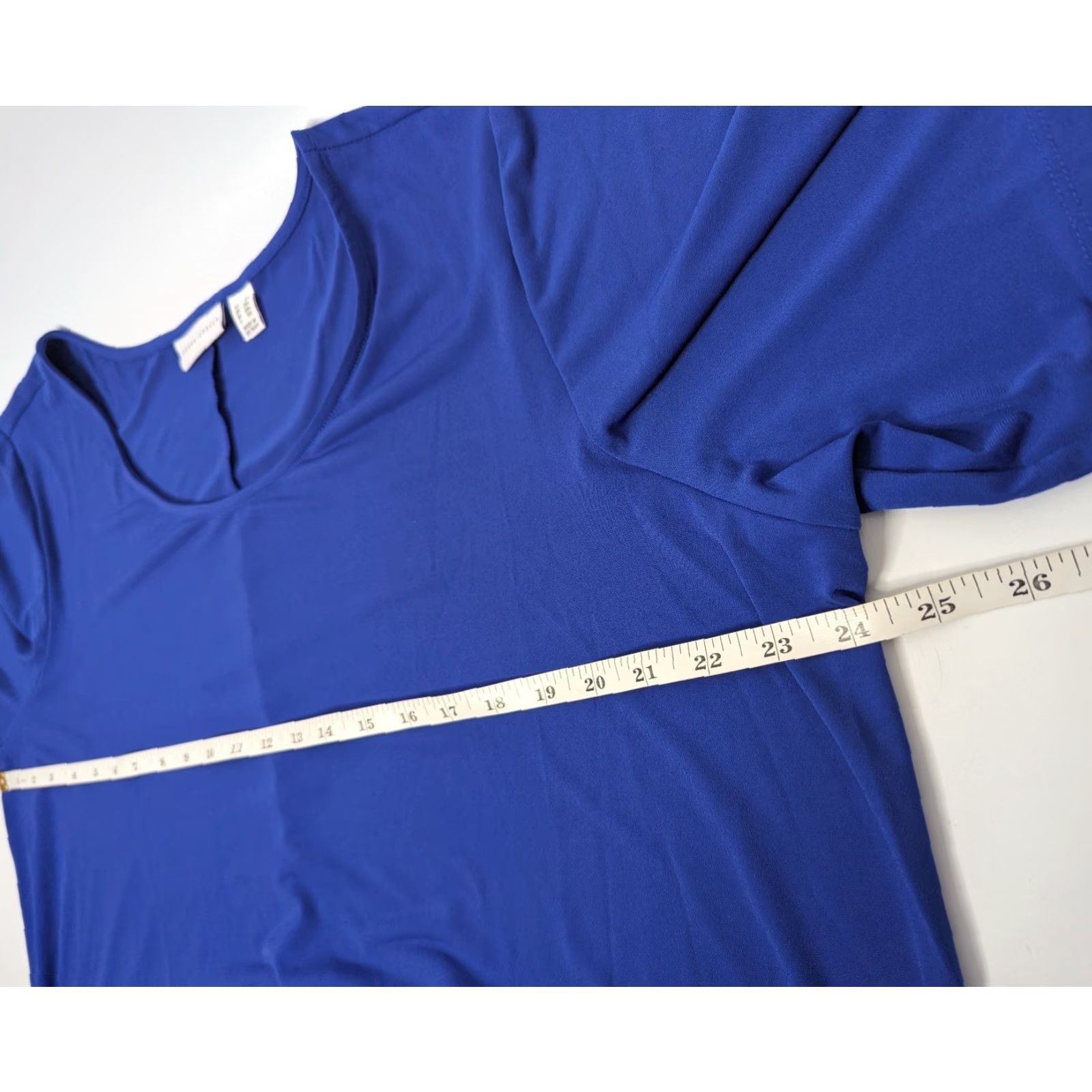 Vintage Susan Graver Dress 2X Royal Blue Liquid Knit Stretchy Slinky Casual Swing Size XXL / US 16-18 / IT 52-54 - 6 Thumbnail