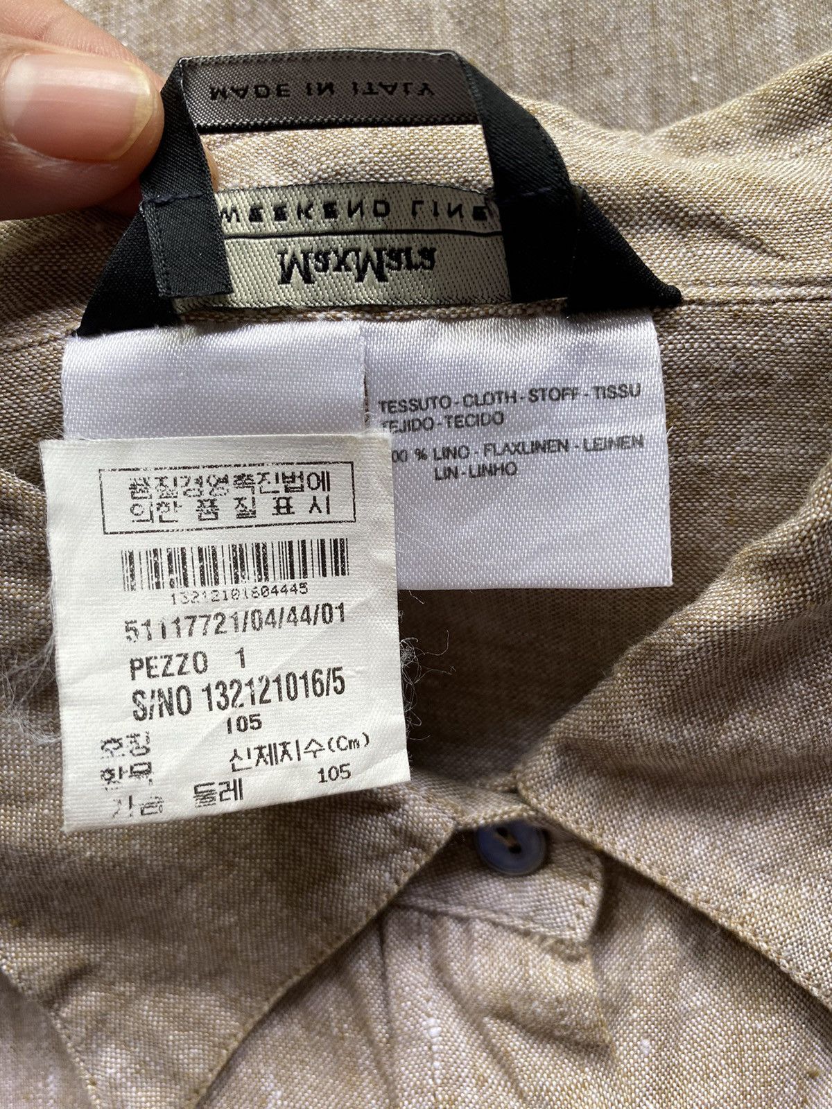 Weekend Max Mara MaxMara WEEKEND Beige Linen Button-Up Shirt Size ONE SIZE - 6 Thumbnail