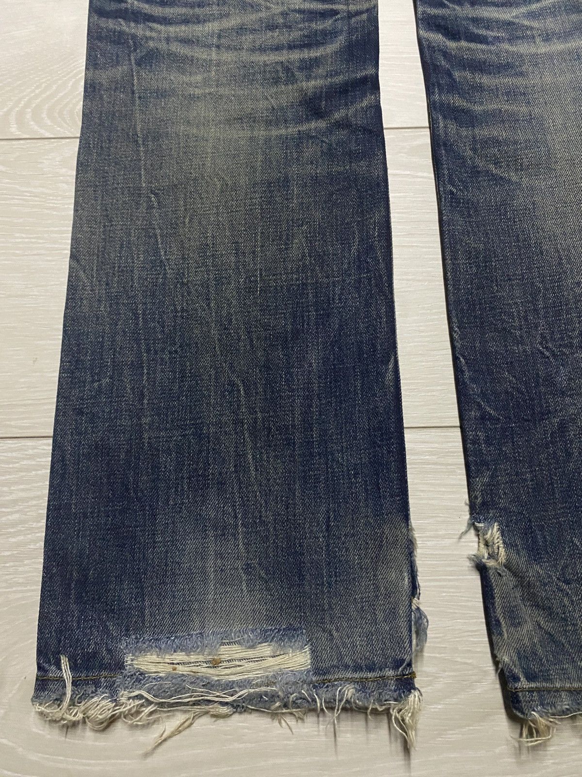 If Six Was Nine Pasta Denim Crazy Mud Wash Distressed Straight Fit Jeans Size US 29 - 11 Thumbnail