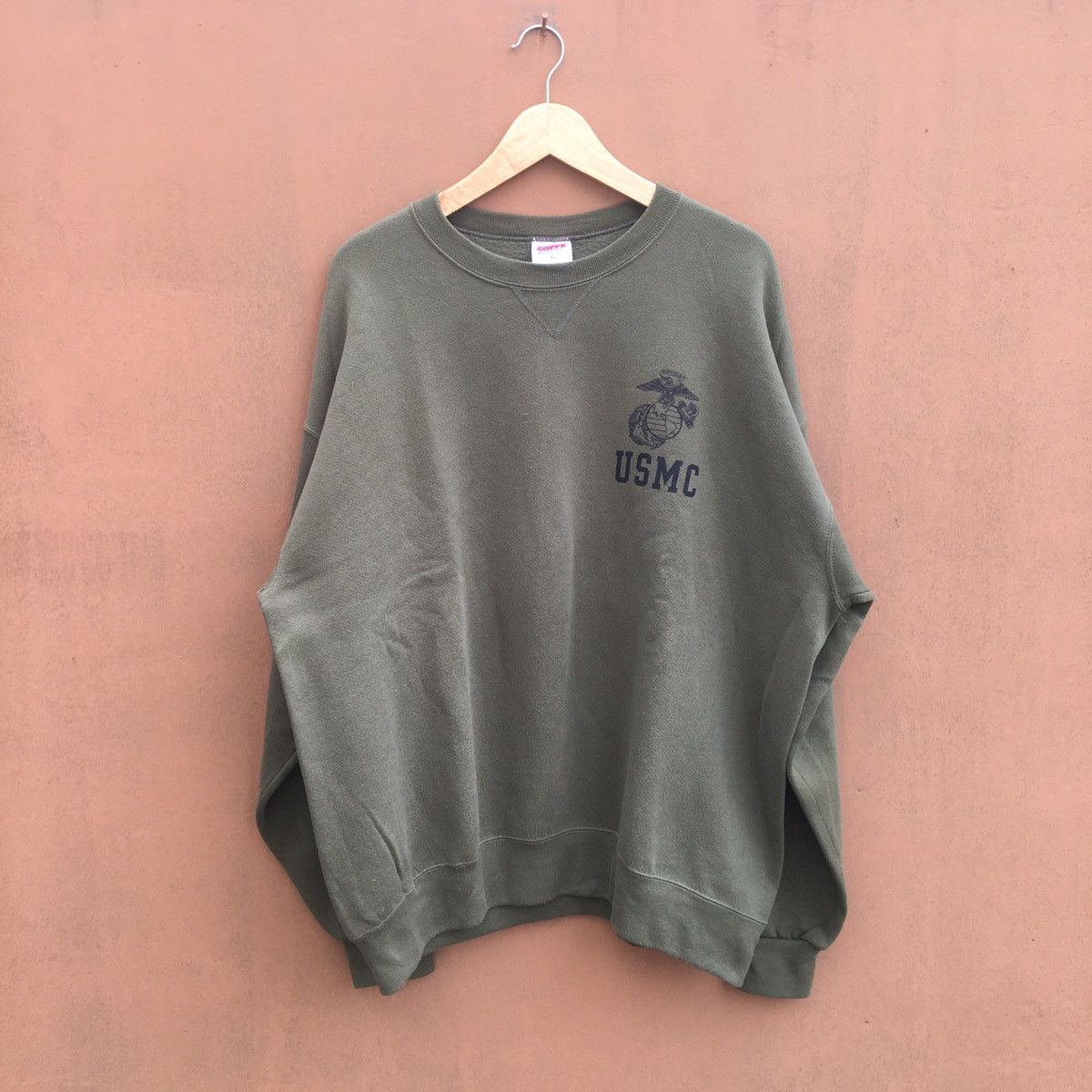 Image of Military x USMC Soffe 50:50 Usmc Sweatshirts in Olive Green, Men's (Size XL)