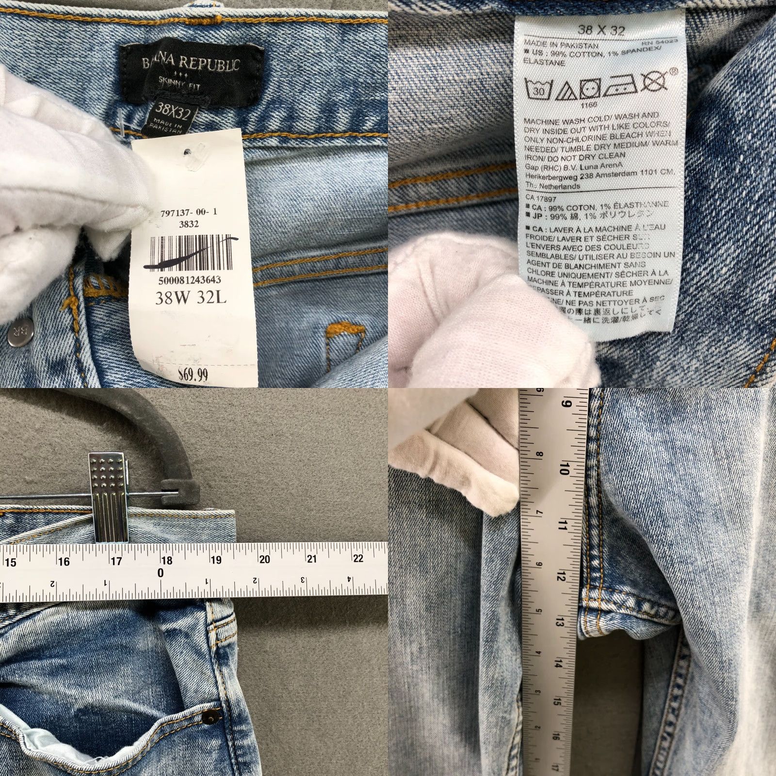 Banana Republic Banana Republic Jeans Mens 38x32 Skinny Fit Blue Light Wash Cotton Blend Denim Zip Fly Stretch NWT Size US 38 / EU 54 - 8 Thumbnail
