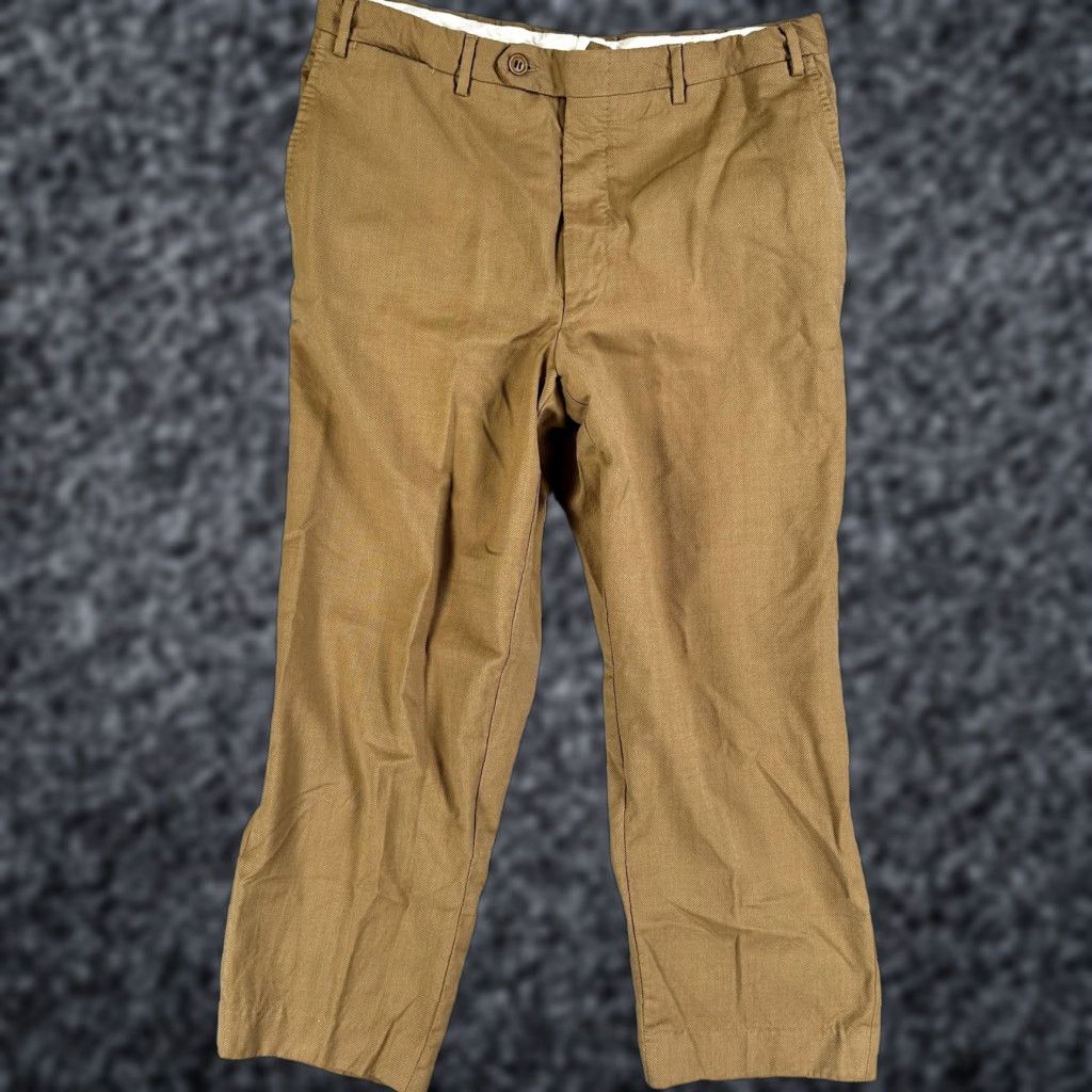 Canali Canali Dress Pants Mens 34x23 100% Wool Brown Flat Front Straight Leg Trousers Size US 34 / EU 50 - 1 Thumbnail