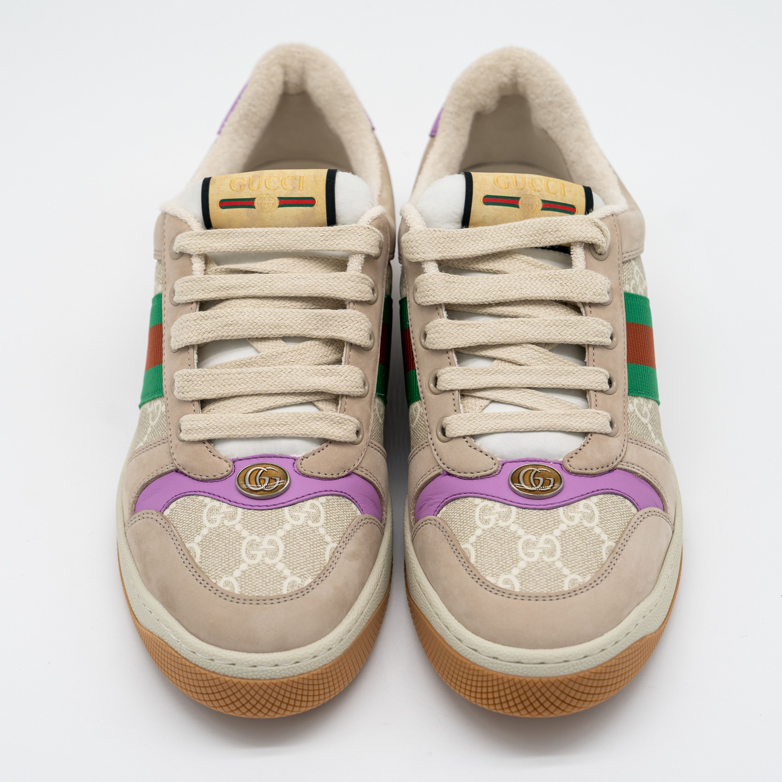 Gucci 10.5us Gucci Screener GG Beige Purple Sneakers Web Canvas Size US 10.5 / IT 40.5 - 3 Thumbnail