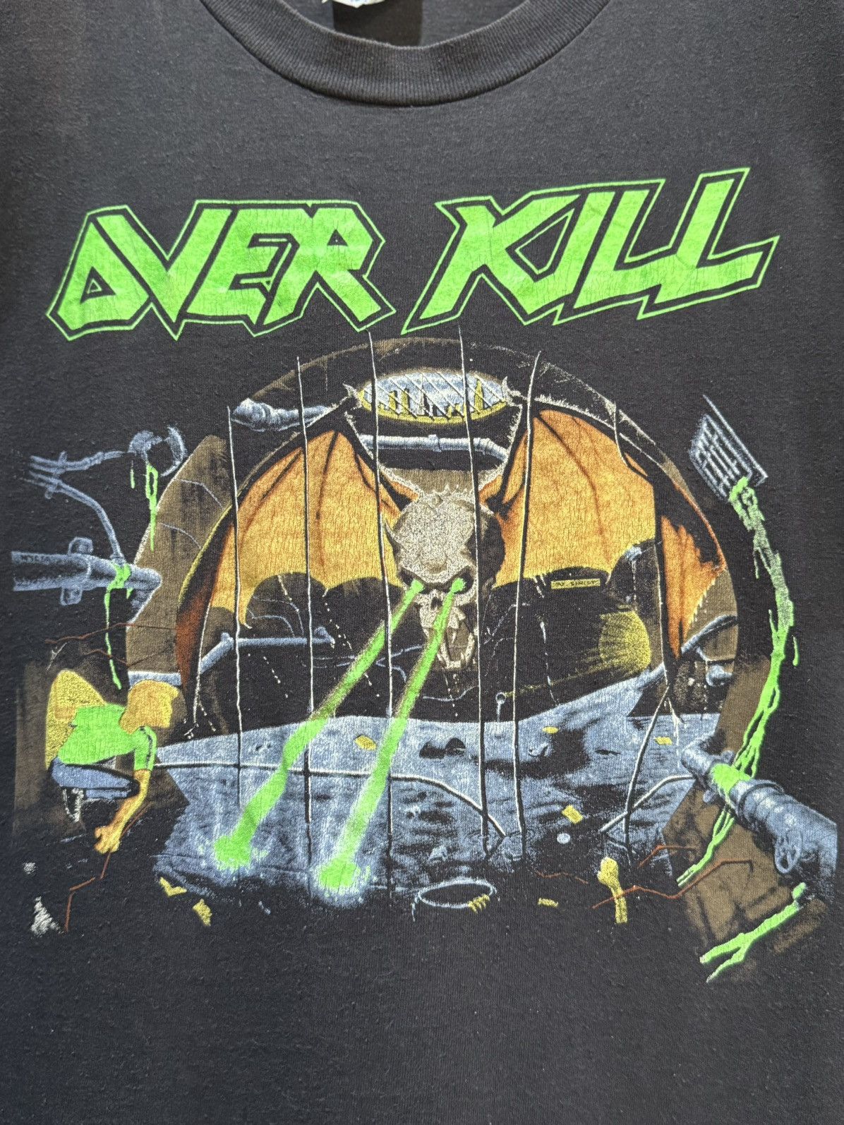 Band Tees Vintage 80s Over Kill Tour American Thrash Metal Faded Tee Size US M / EU 48-50 / 2 - 2 Thumbnail
