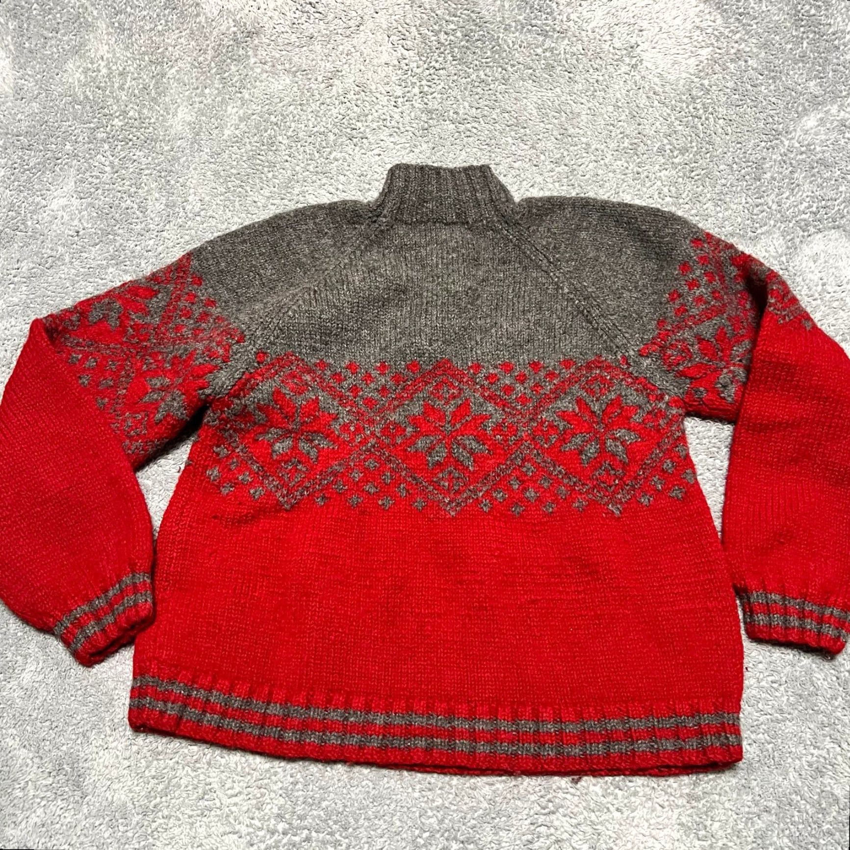 J.Crew J.Crew Sweater Mens L 100% Wool Gray & Red Fair Isle 1/4 Zip Pullover Men Size US L / EU 52-54 / 3 - 3 Thumbnail