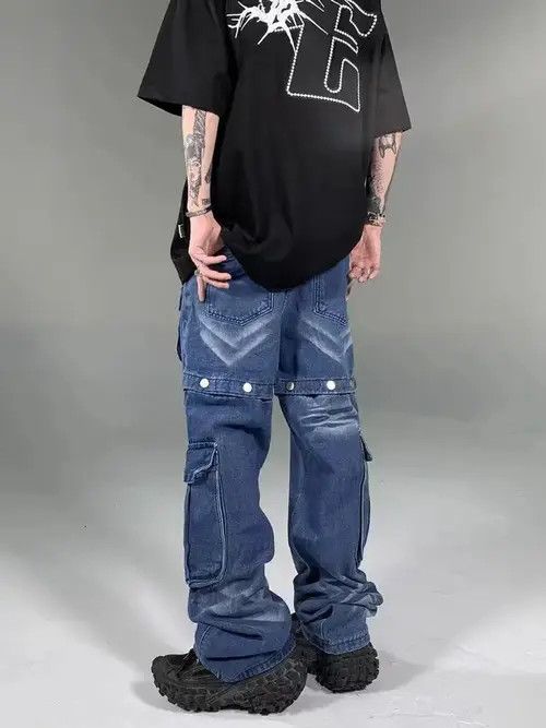 Jean Heavy-duty washed wide-leg detachable two-wear jeans Size US 32 / EU 48 - 3 Thumbnail