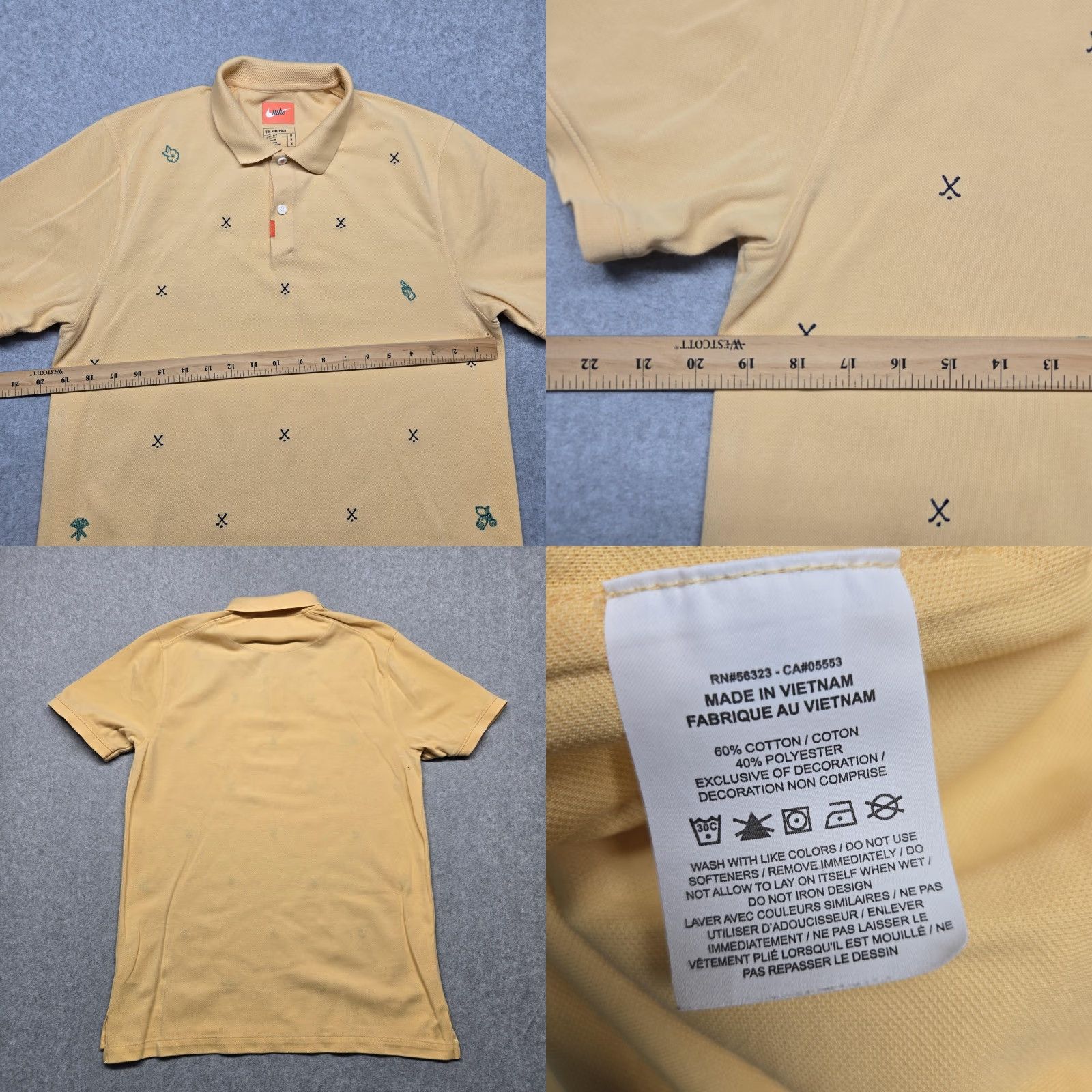 Nike Nike Polo Shirt Mens M Tan Dri-Fit Embroidered Pattern Golf Tennis Casual Size US M / EU 48-50 / 2 - 10 Thumbnail