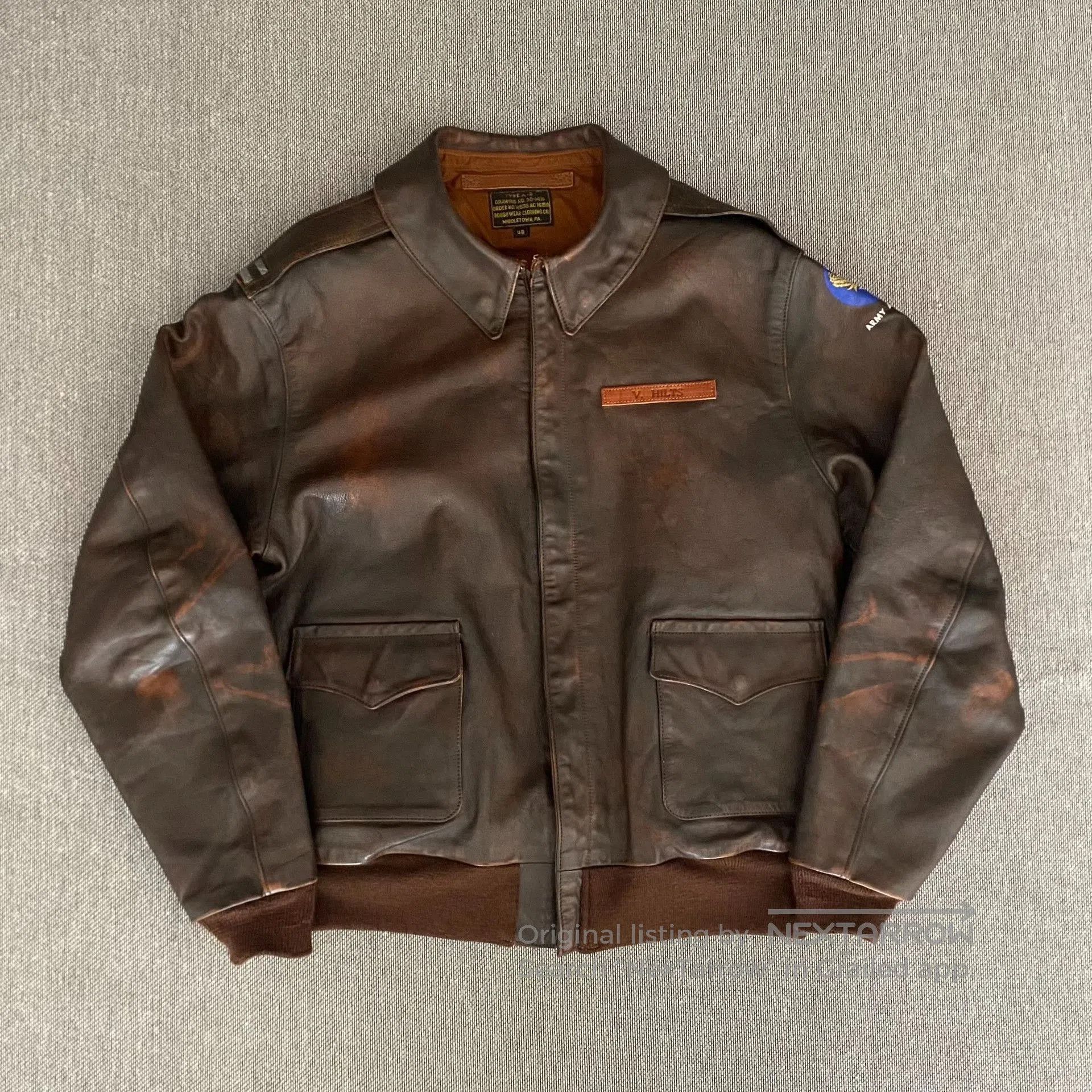 Eastman Leather Clothing Eastman Distressed Horsehide A2 Flight Jacket. Size US M / EU 48-50 / 2 - 1 Thumbnail