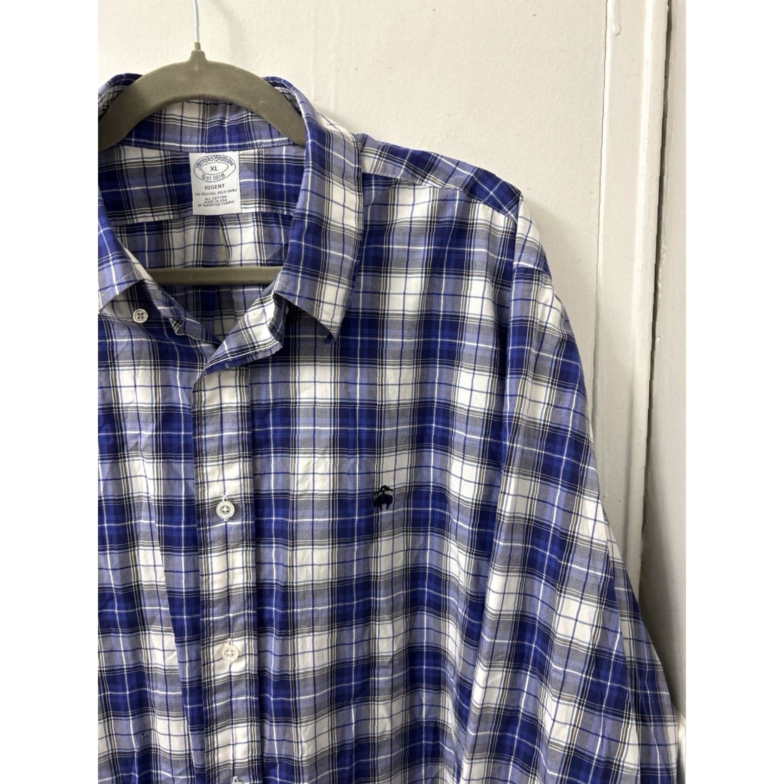 Brooks Brothers VINTAGE Brooks Brothers Original Polo Shirt Mens XL Blue Plaid Regent Button-Down Collar Size US XL / EU 56 / 4 - 4 Thumbnail