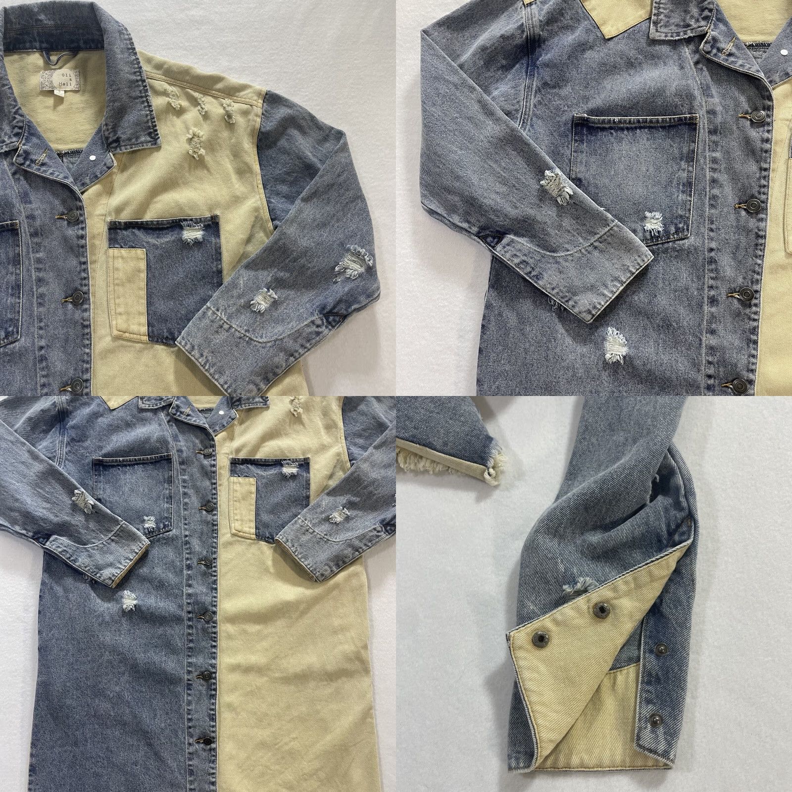 Denime Oli & Holi Boho Mixed Denim Jacket Long Oversize Boutique Button & Snap Size S Women Multicolor Denim Jacket Spring Summer Fall Winter Size S / US 4 / IT 40 - 8 Thumbnail