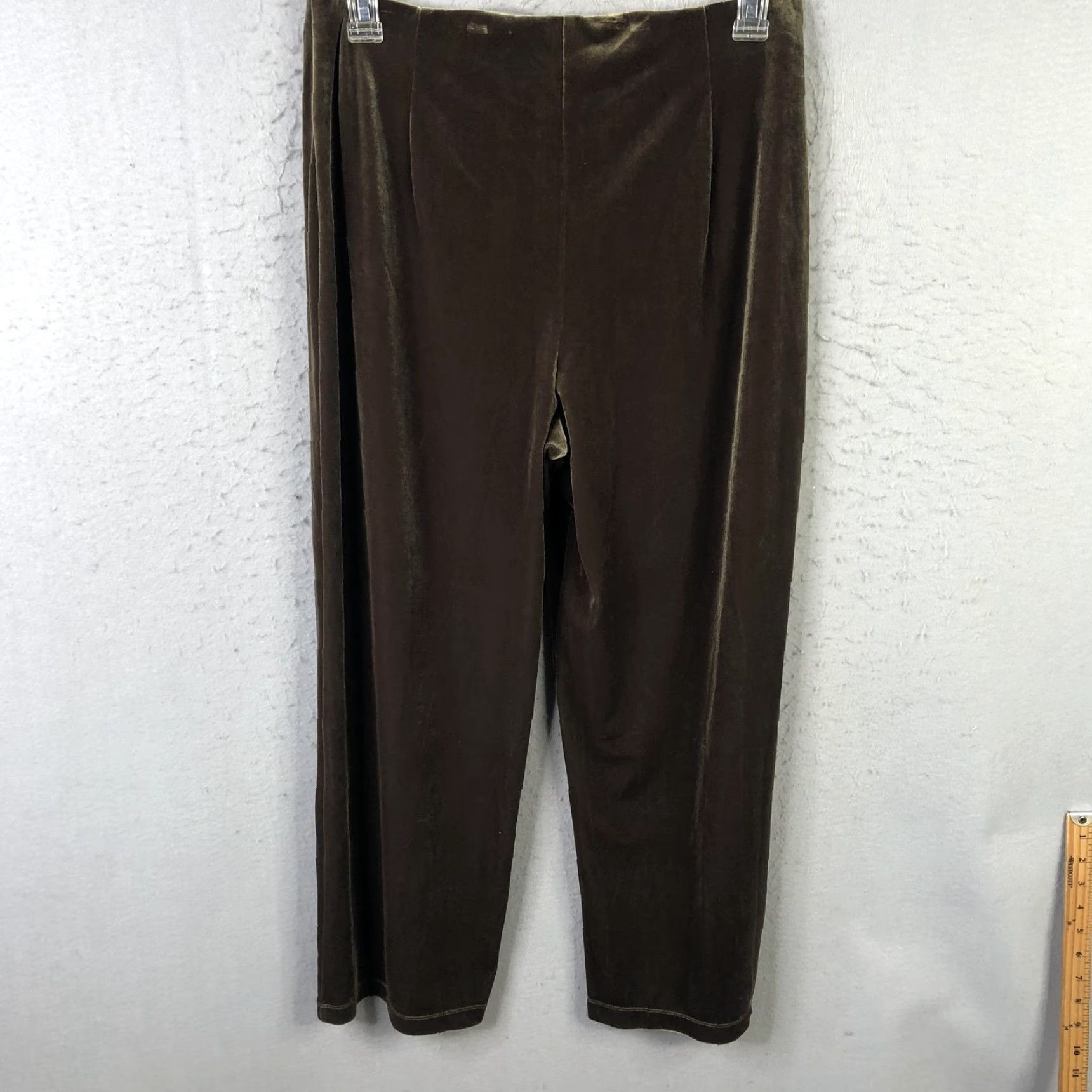 Vintage Susan Graver Style Pants Womens Petite Large Brown Velour Pull On Elastic Waist Pants Size 36" / US 14 / IT 50 - 2 Thumbnail