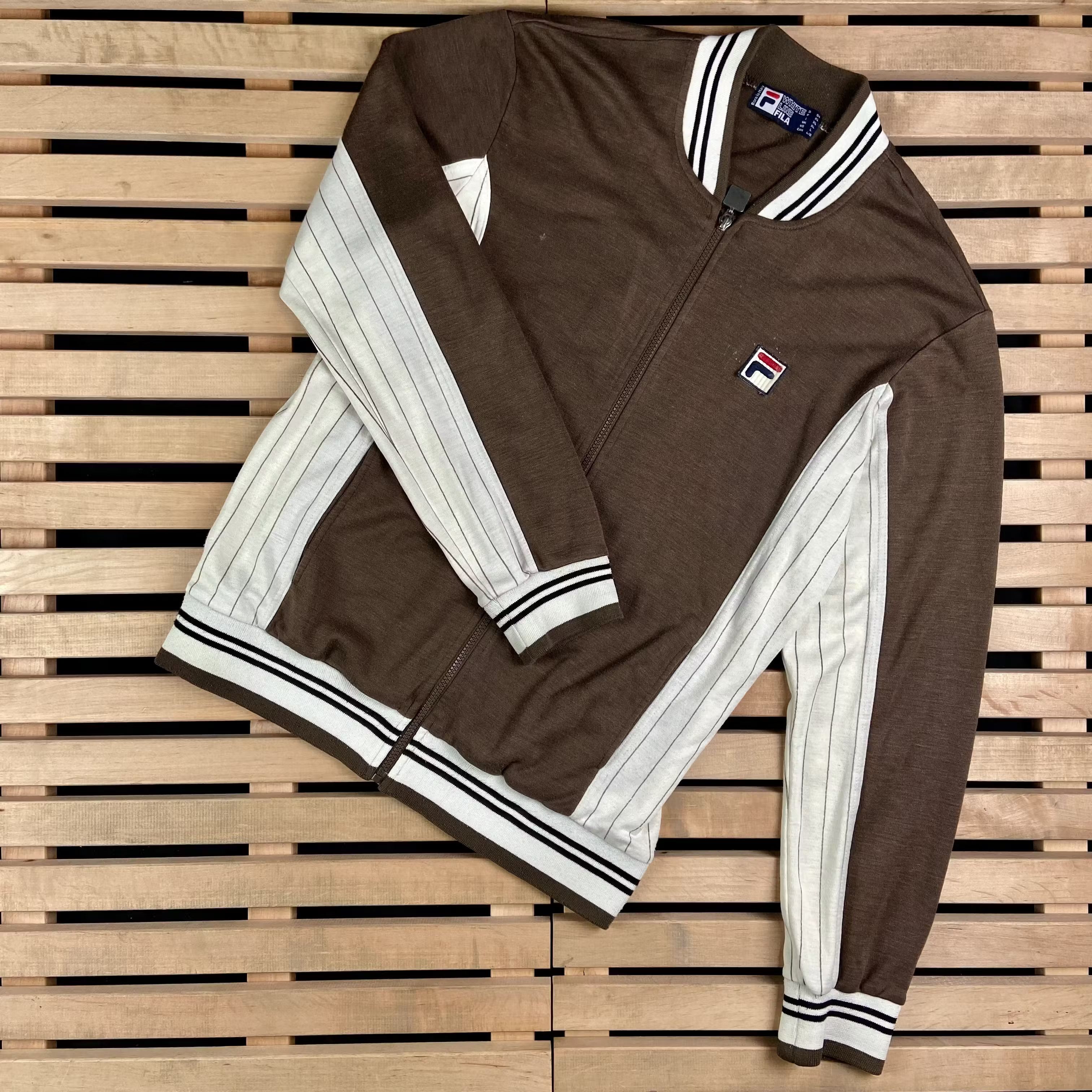 Fila × Vintage Mens Sweater Fila Bomber Vintage Size XL Full Zip Brown Size US XL / EU 56 / 4 - 1 Thumbnail