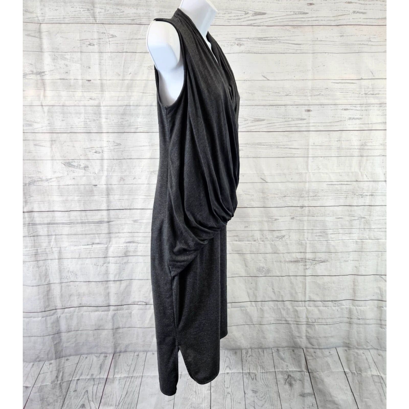 Athleta Athleta Womens Duet Faux Wrap Dress Sz Small Solid Gray Sleeveless Dress Womens Small Gray Wrap Size S / US 4 / IT 40 - 3 Thumbnail
