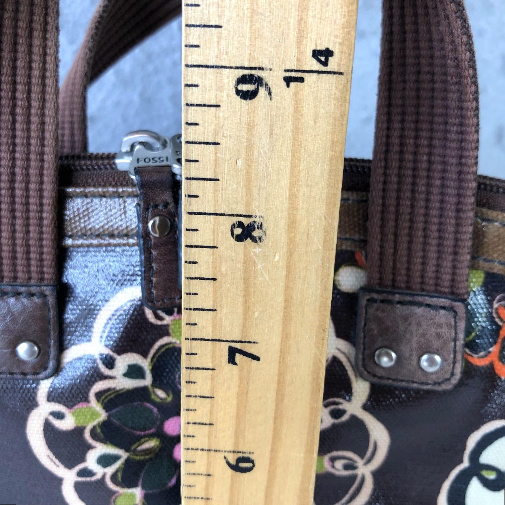 Fossil Fossil Key Per Satchel Handbag Womens Brown Floral PVC Top Handle Bag Medium Casual Travel Size M / US 6-8 / IT 42-44 - 4 Thumbnail