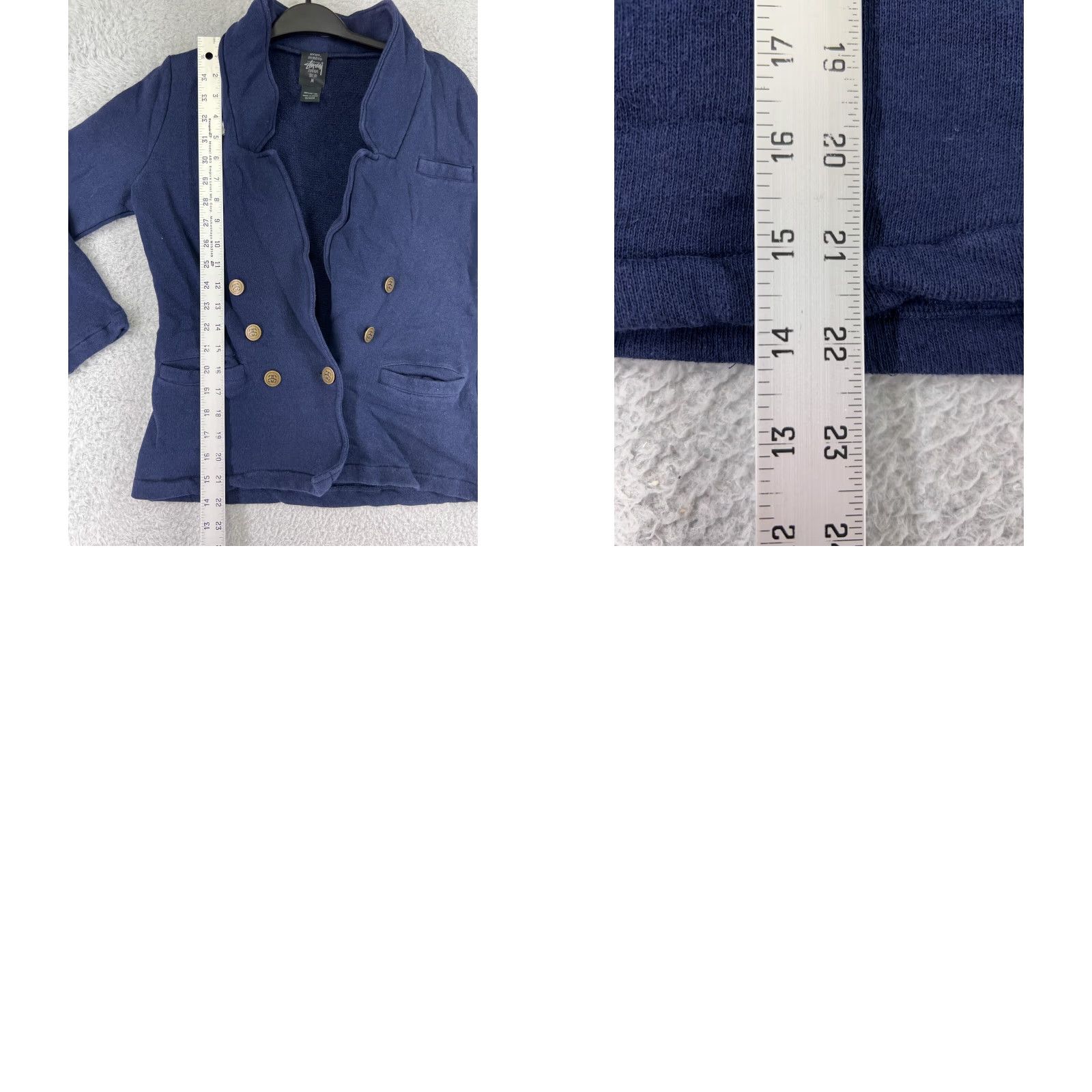 Vintage Stussy Blazer Jacket Womens M Blue Cotton French Terry Casual Coat Short Sleeve Button Front Size M / US 6-8 / IT 42-44 - 9 Thumbnail