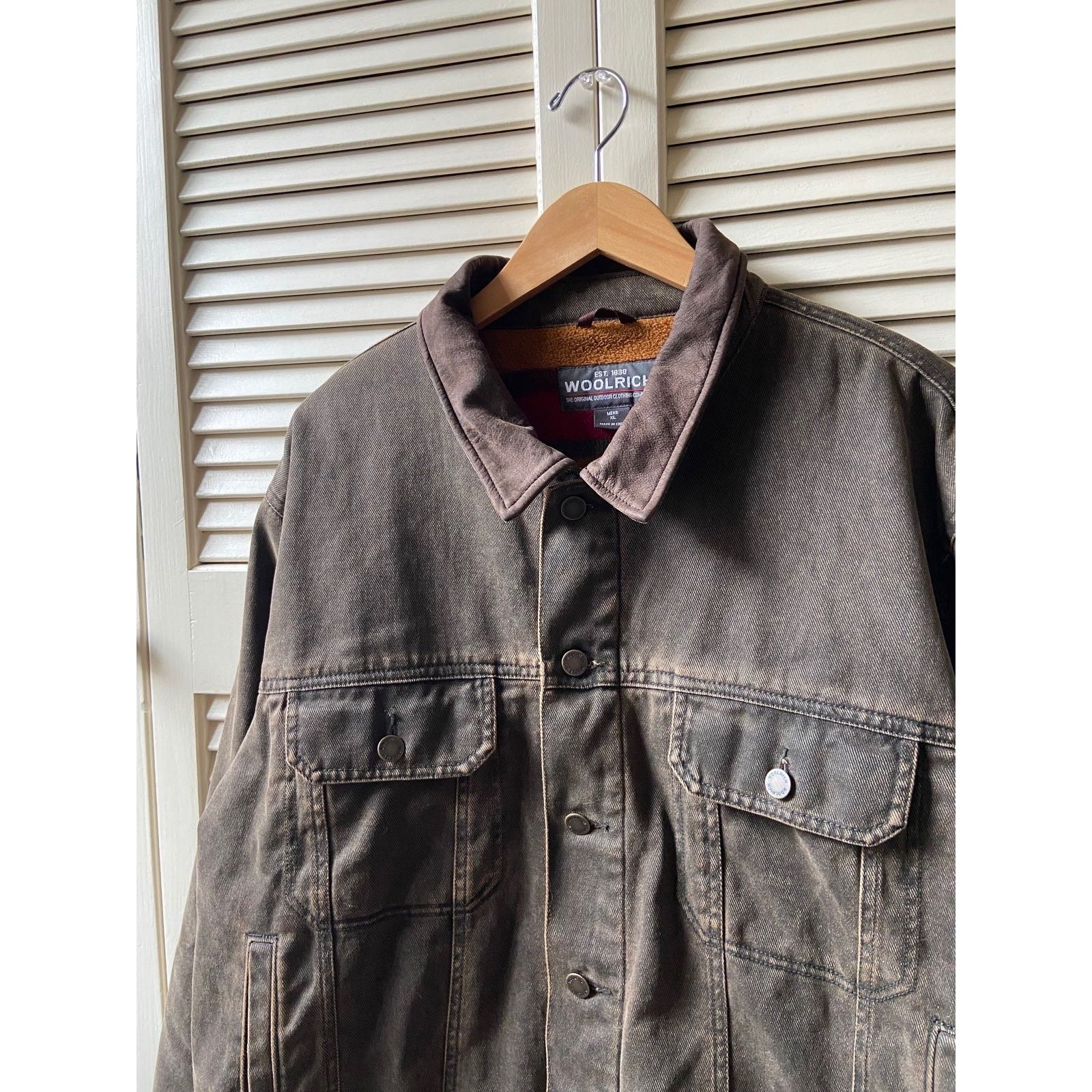 Vintage × Woolrich Woolen Mills Vintage Woolrich Fleece Blanket Lined Brown Work Jacket XL Size US XL / EU 56 / 4 - 4 Thumbnail