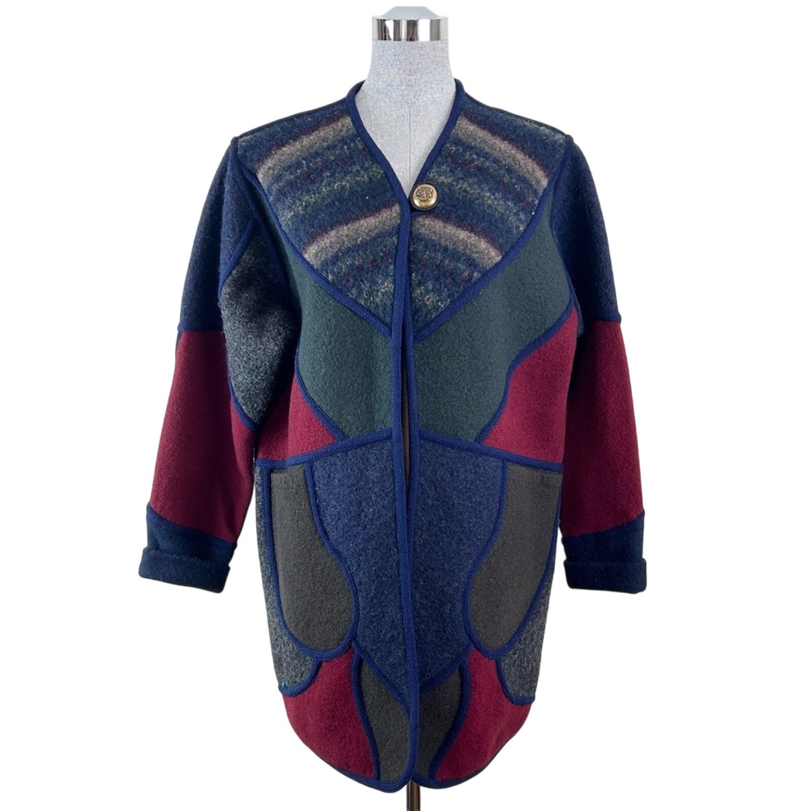 Vintage Vintage Wool Coat Mosaic Fashions Cocoon Patchwork Funky Size ONE SIZE - 2 Thumbnail