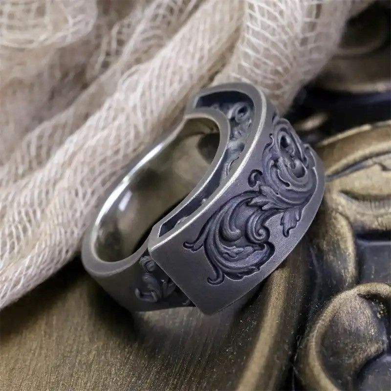 Designer × Jewelry × Vintage Dark Black Wave Ultra Fine Grain Sandblasted Eyes Design Size ONE SIZE - 3 Thumbnail