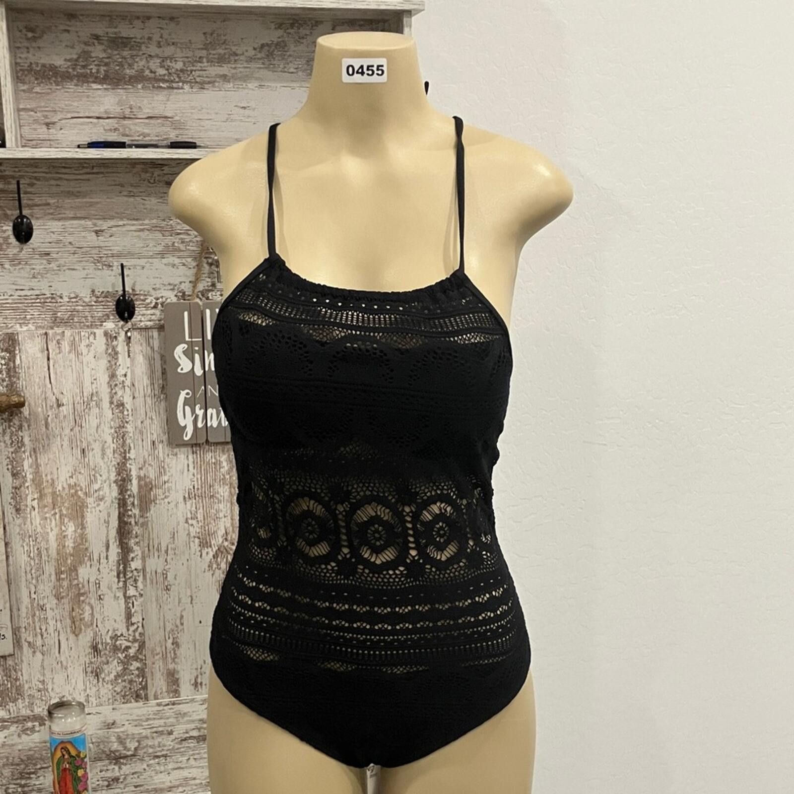 Kenneth Cole NWOT Kenneth Cole Reaction Black Crochet Swimsuit Size ONE SIZE - 1 Thumbnail