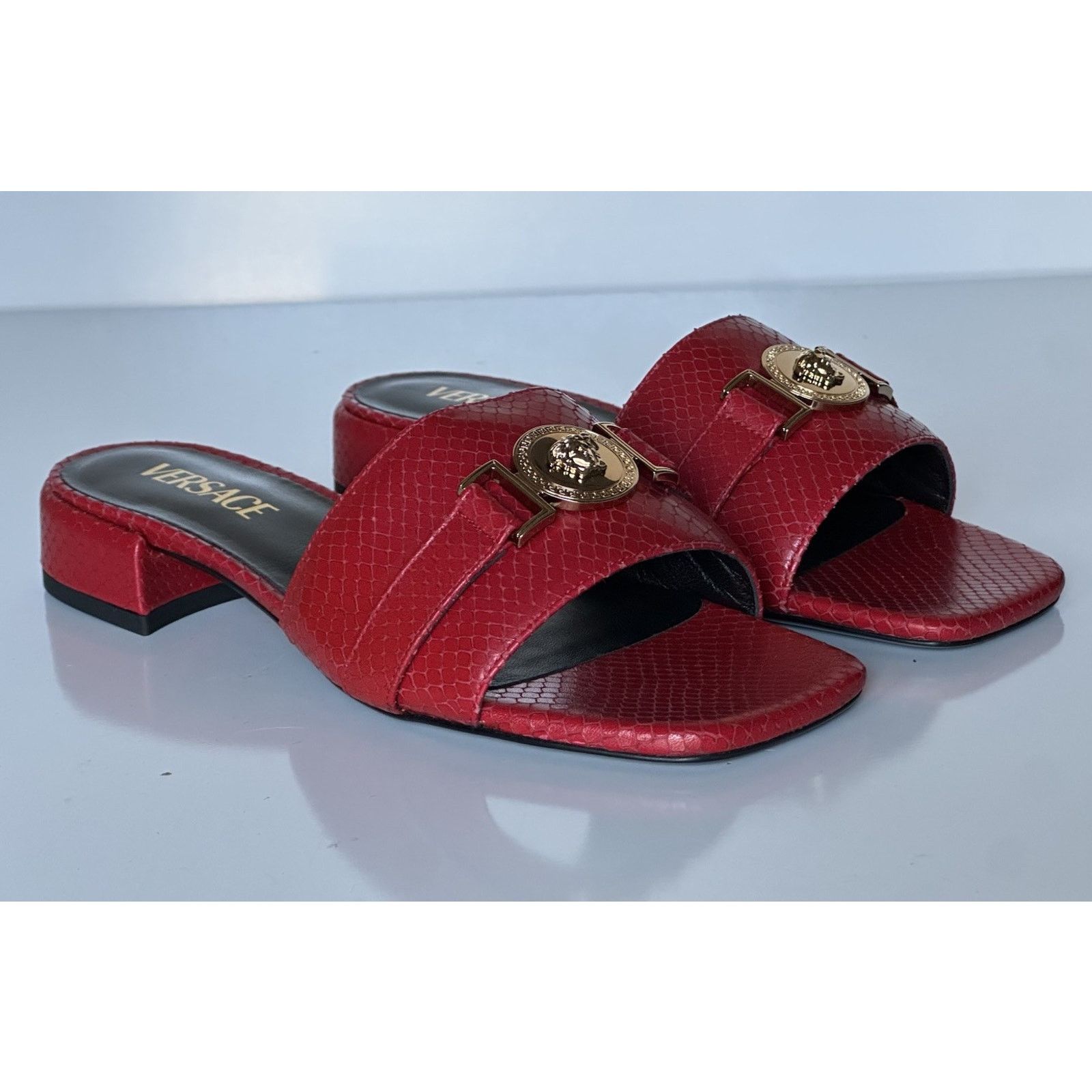 Versace VERSACE Gold Medusa Women's Dark Red Sandals 9 US 1014748 Size US 9 / IT 39 - 13 Thumbnail