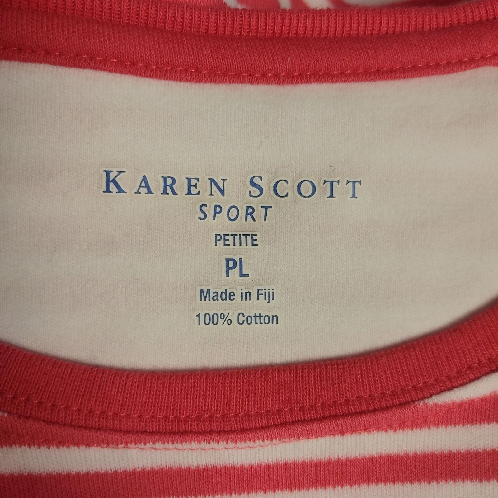 Other Karen Scott Sport Women's PL Red/White Stripe Short Sleeve T Size L / US 10 / IT 46 - 3 Thumbnail