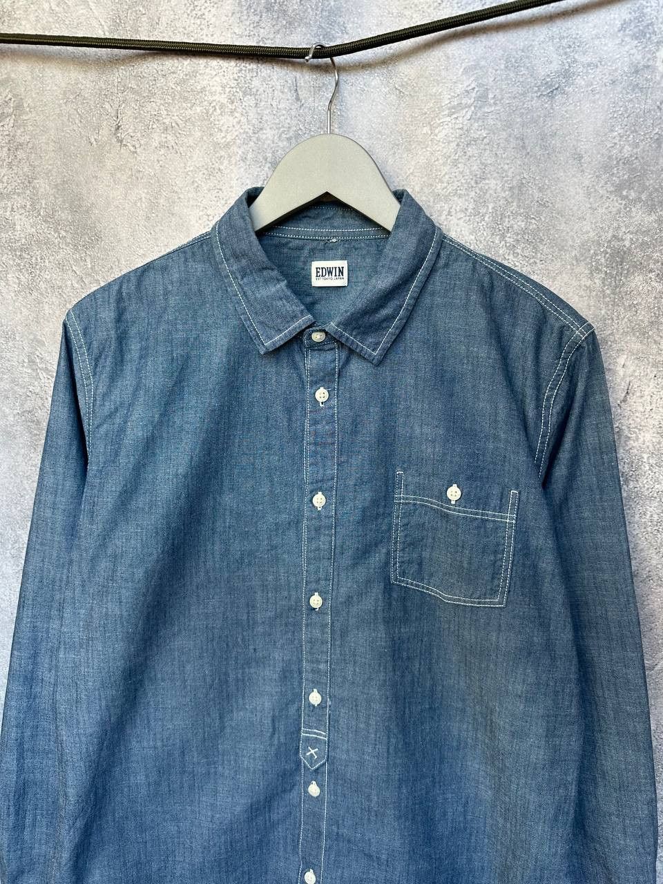 Edwin Edwin Japan Jeans Shirt Button Up Vintage LS Blue Denim Size US L / EU 52-54 / 3 - 5 Thumbnail