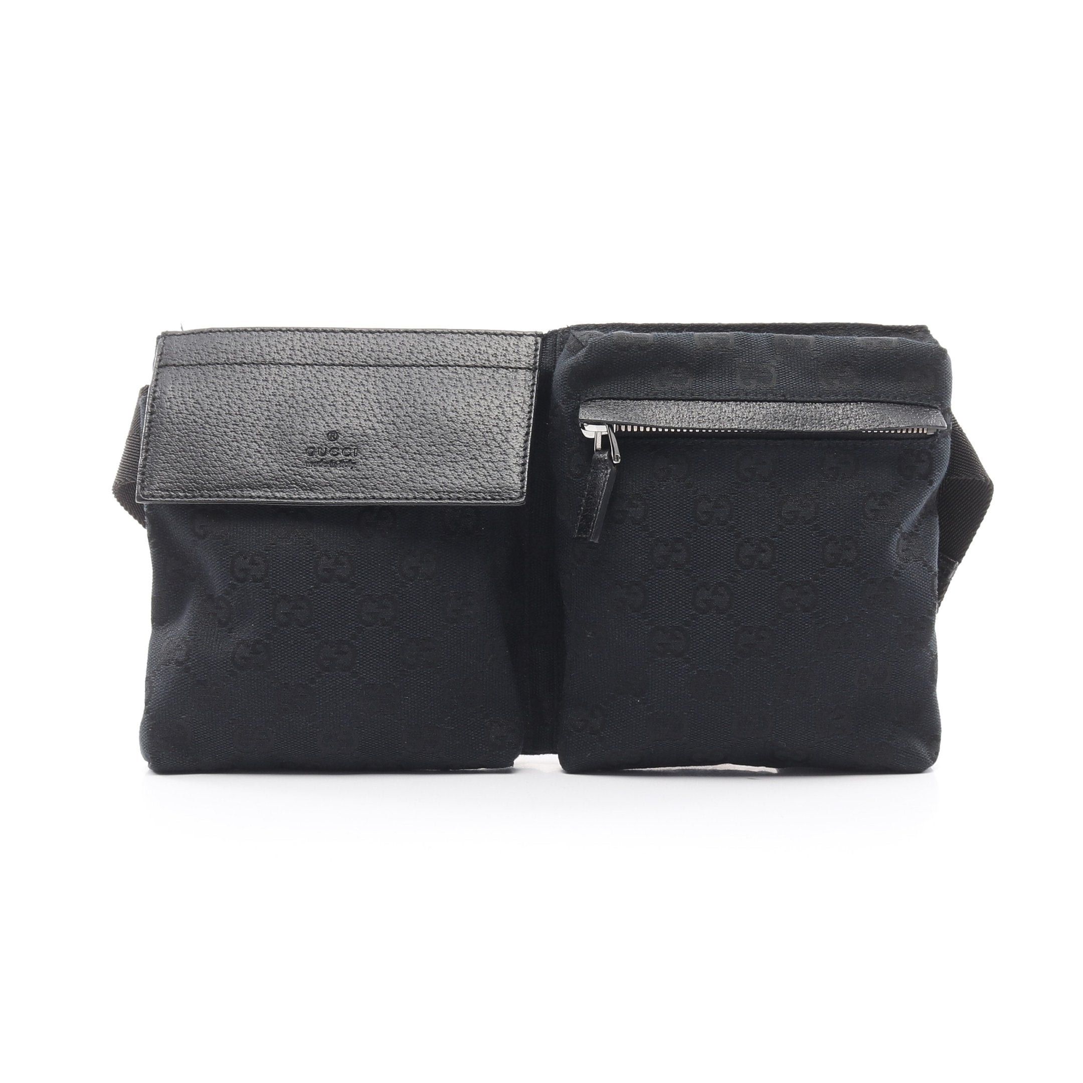Gucci Gg Canvas Body Bag Waist Leather Black
