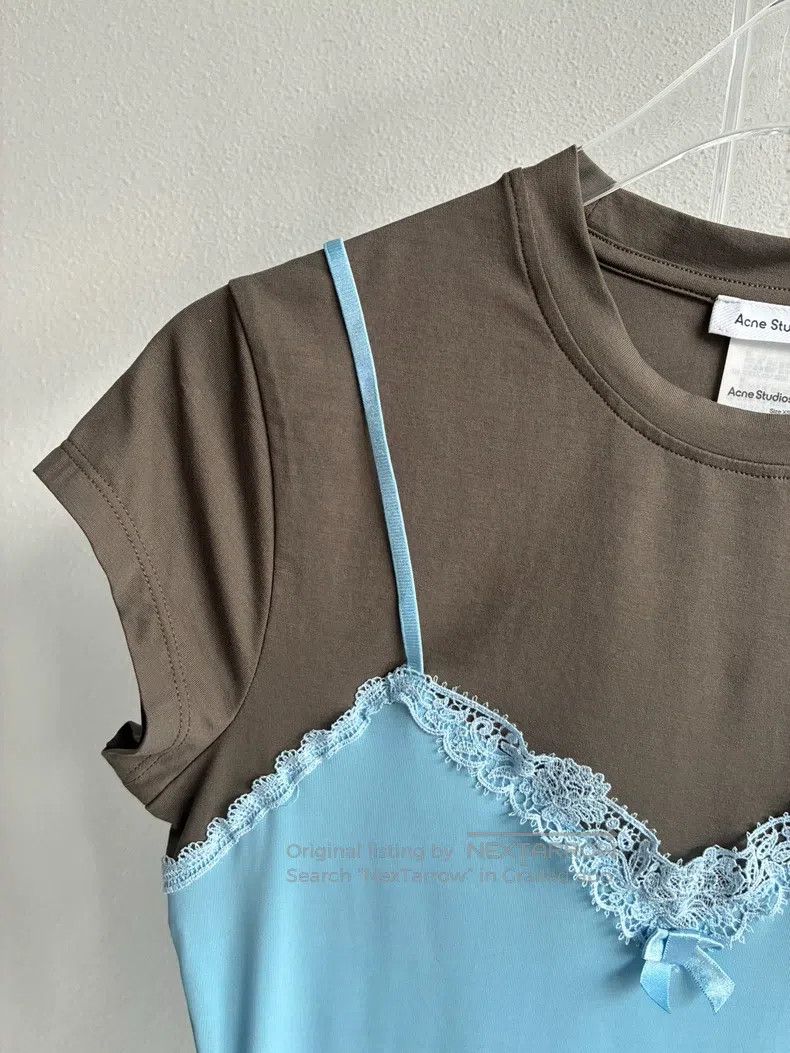 Acne Studios Acne Studios Contrast Lace Bow Two-Piece Short Sleeve, Bro Size XS / US 0-2 / IT 36-38 - 6 Thumbnail