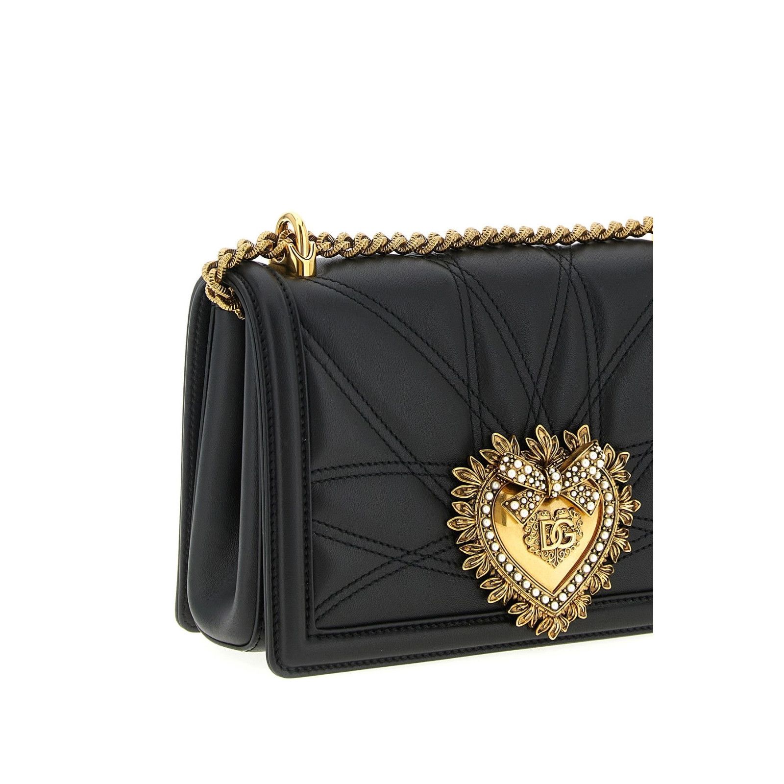 Dolce & Gabbana DOLCE&GABBANA Devotion Medium Black Nappa Leather Shoulder B Size ONE SIZE - 3 Thumbnail