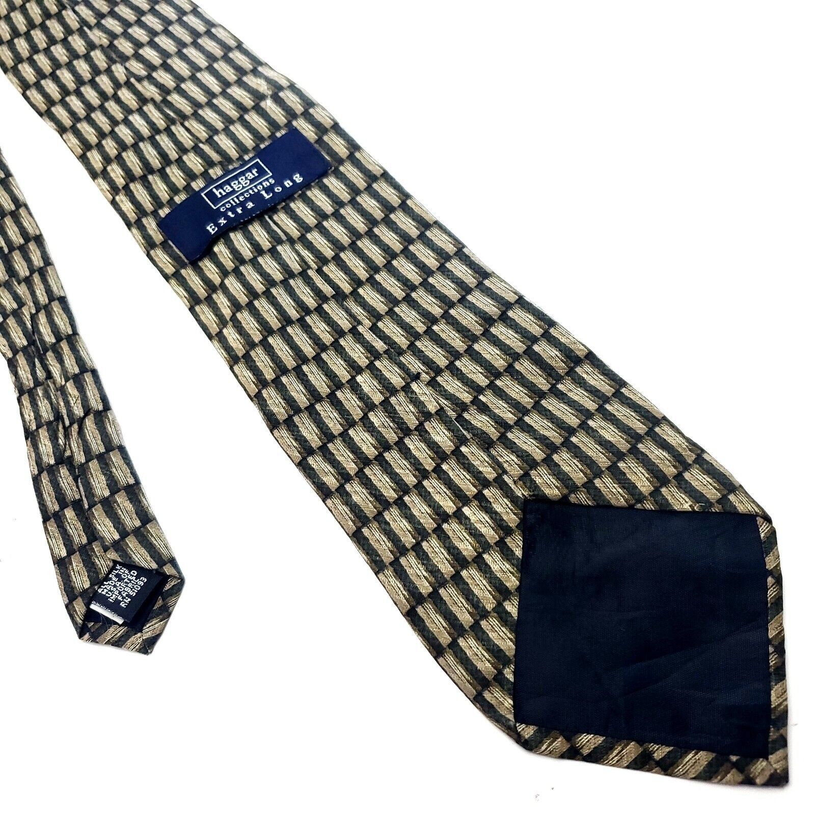 Haggar Haggar Collections Beige Silk Tie Woven Long Geometric Size ONE SIZE - 3 Thumbnail