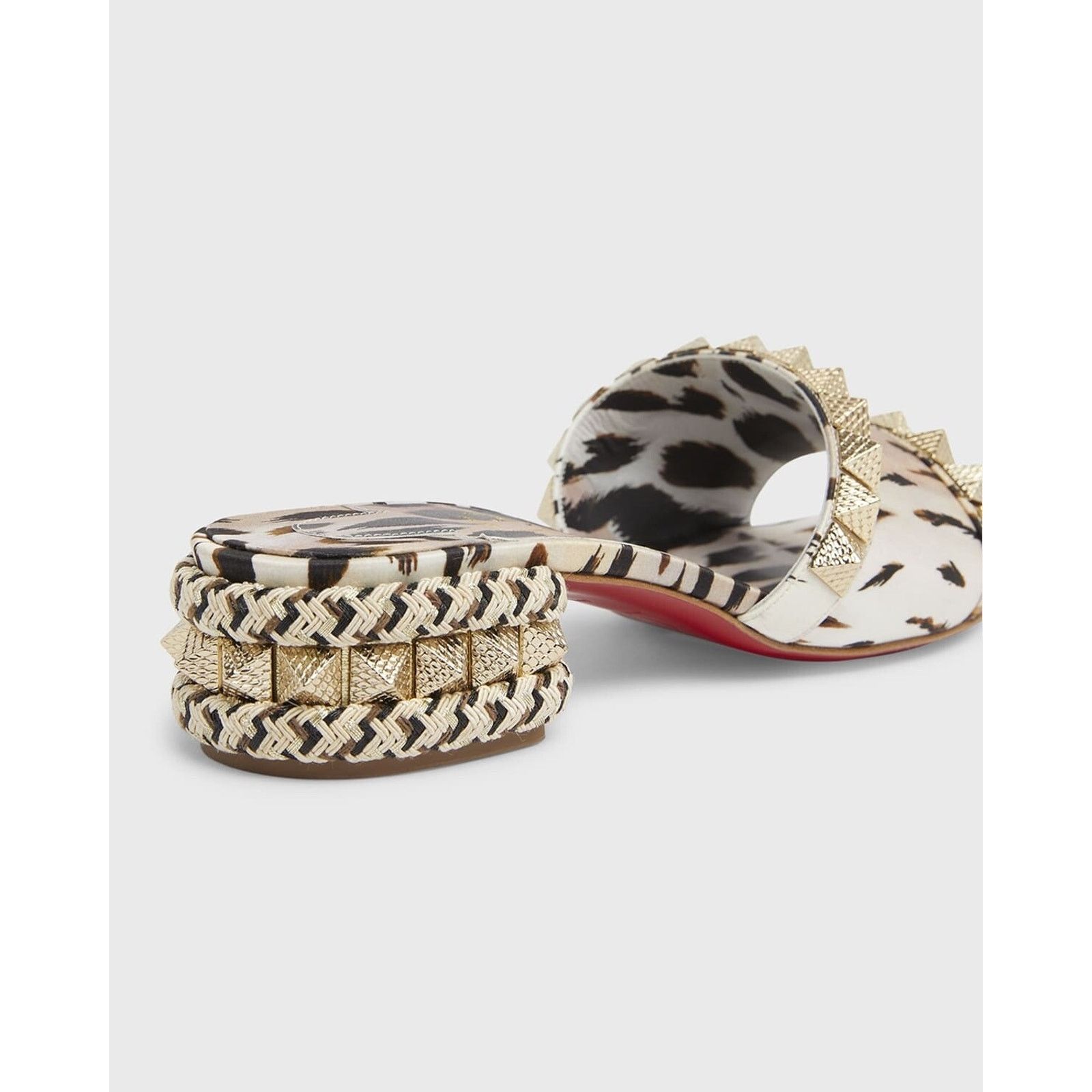 Christian Louboutin Christian Louboutin Pyramule 30 Leopard Gold Stud Block Size US 8.5 / IT 38.5 - 10 Thumbnail