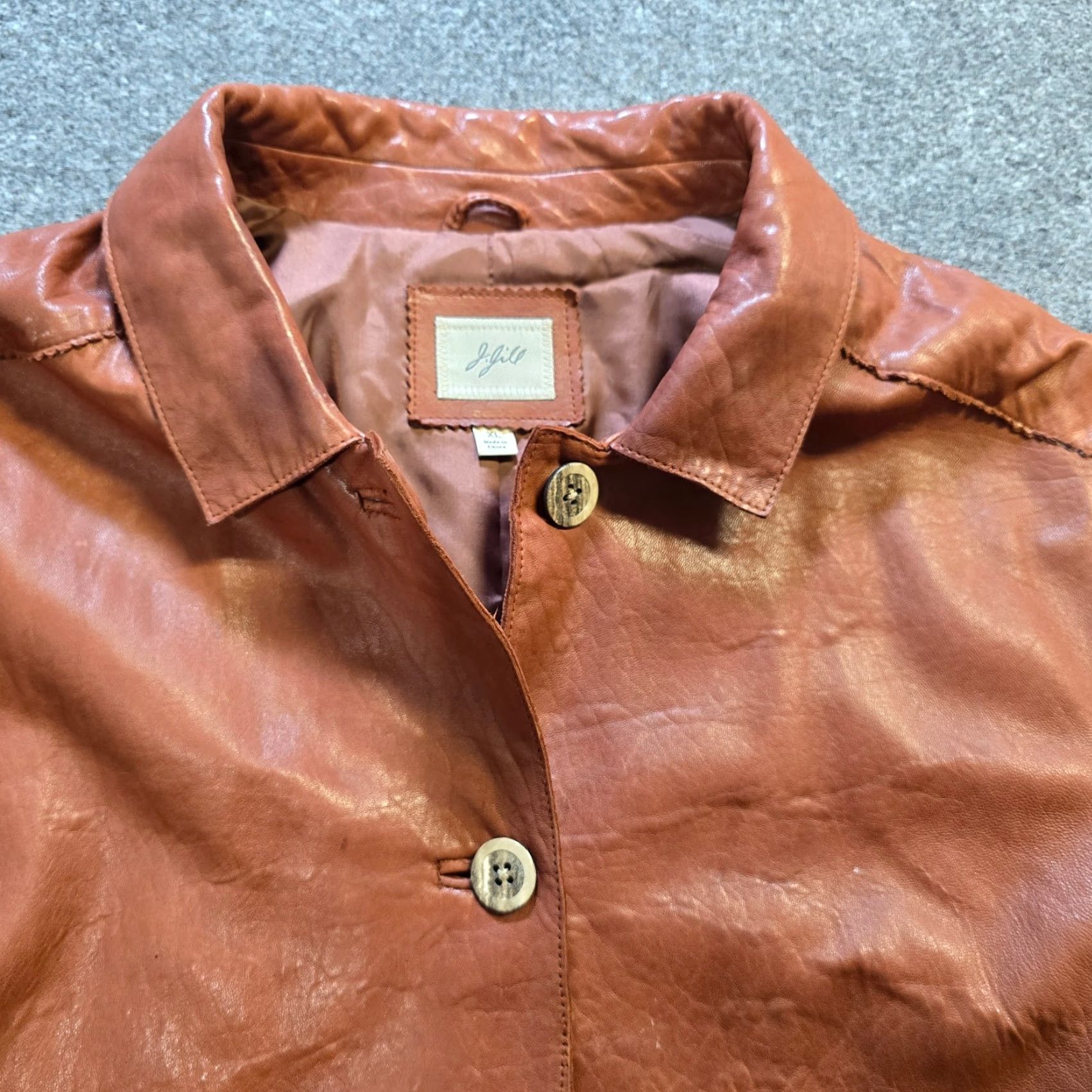 J. Jill VINTAGE J Jill Jacket Women XL Brown Leather Button Pockets Capsule Classic Size XL / US 12-14 / IT 48-50 - 2 Thumbnail