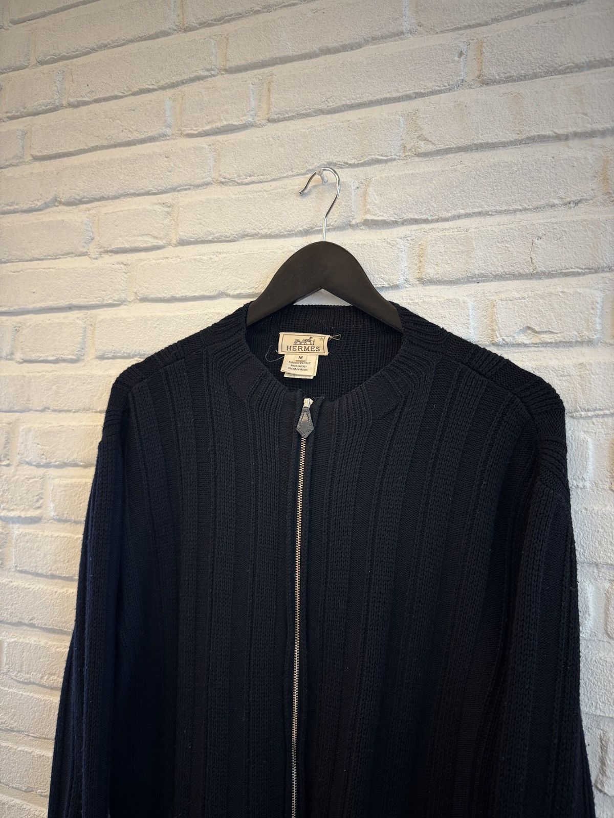 Hermes Hermes virgin wool full zip knit with leather pull tab Size US M / EU 48-50 / 2 - 2 Thumbnail