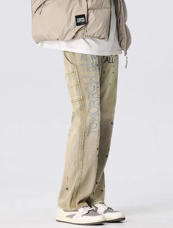 VIBE Vintage embroidered splash-ink distressed washed jeans Size US 32 / EU 48 - 3 Thumbnail